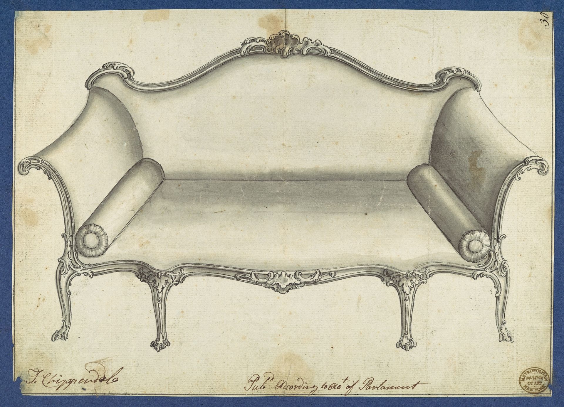 Sofa, in Chippendale Drawings, Vol. I by Thomas Chippendale