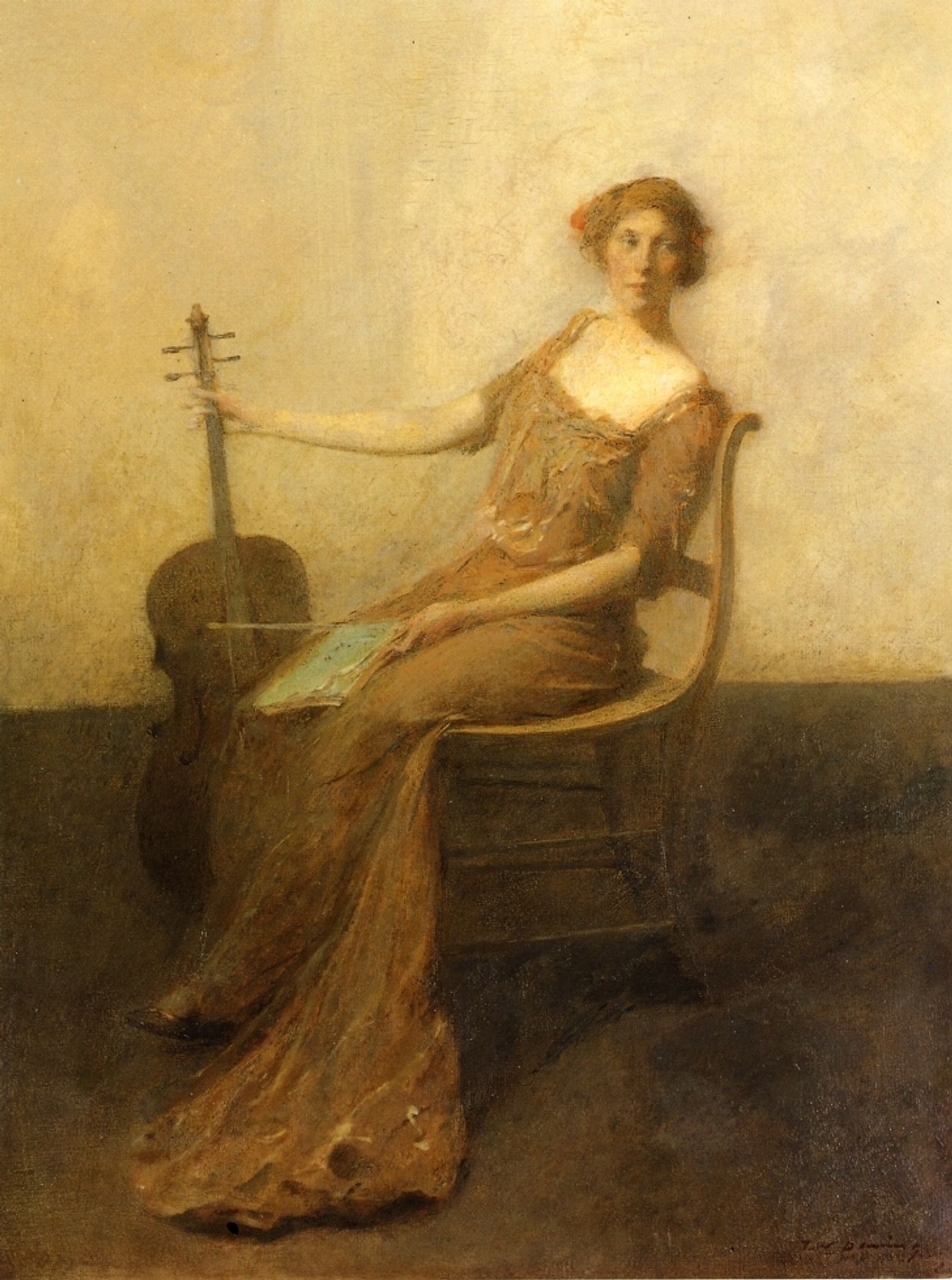 Young Woman with Violincello by Thomas Wilmer Dewing