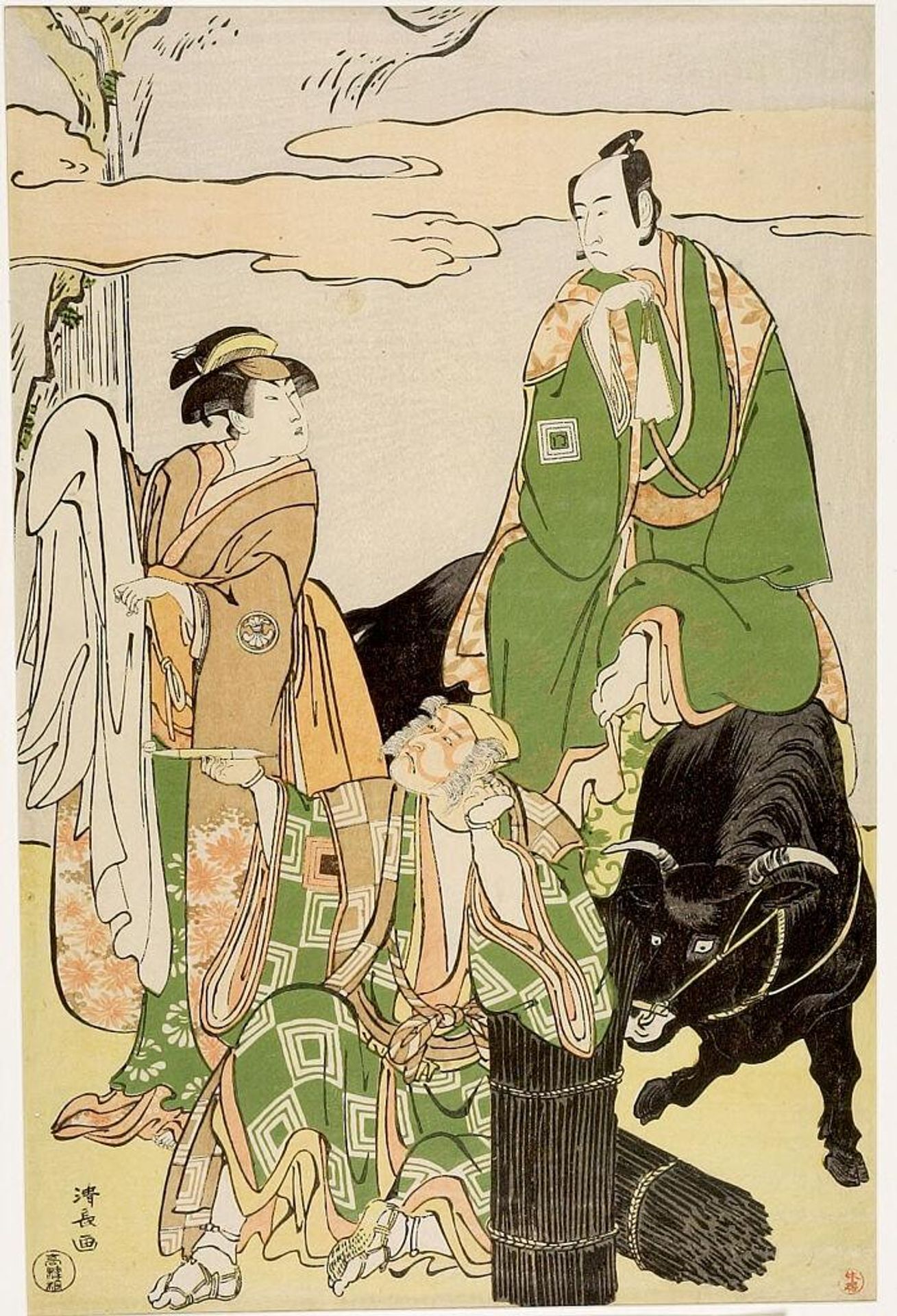 Actors Ichikawa DanjÅ«rÅ 5th, Segawa KikujirÅ and Ichikawa Monnosuke by Torii Kiyonaga