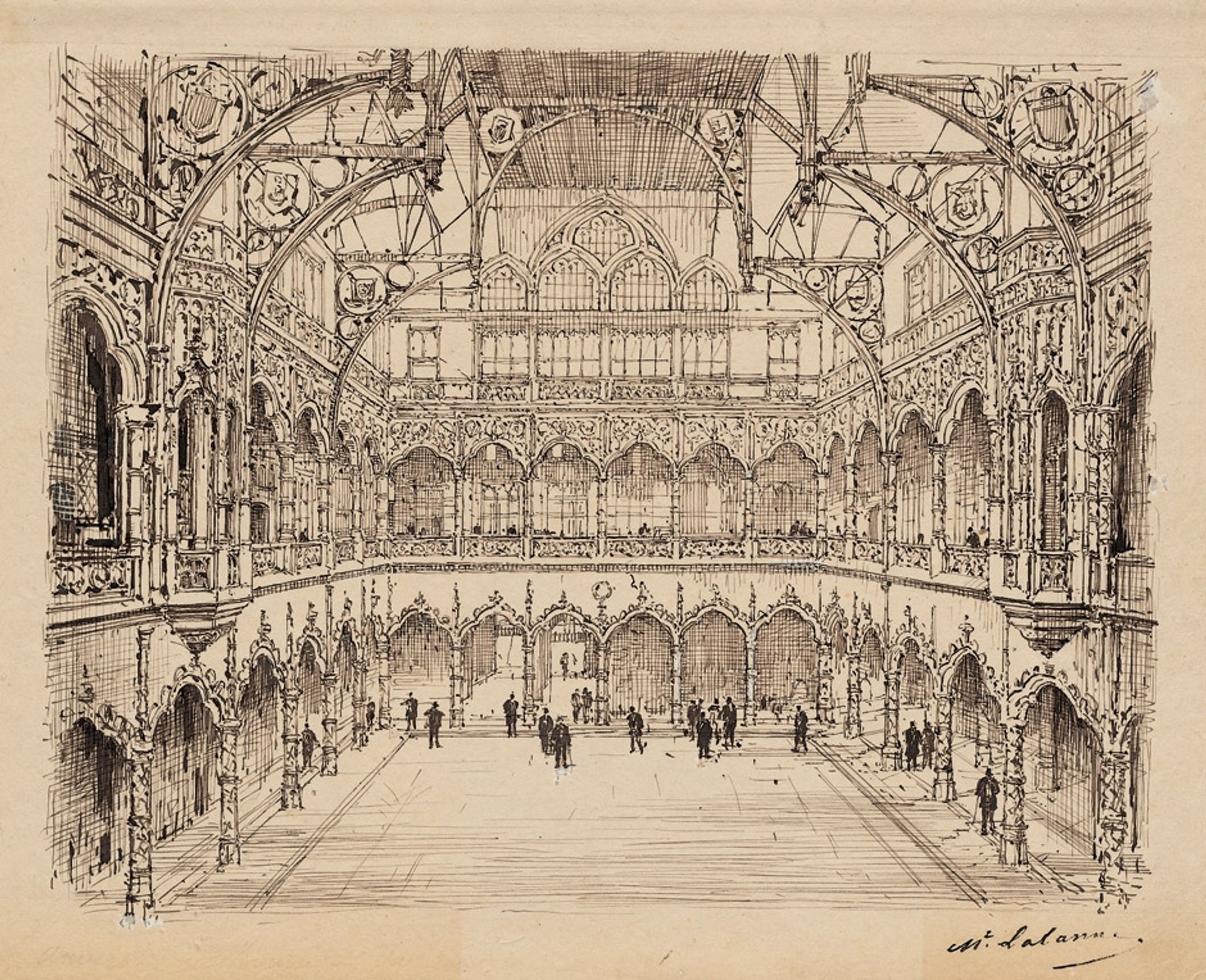 Innenansicht der Börse (Handelsbeurs) von Antwerpen by Maxime Lalanne