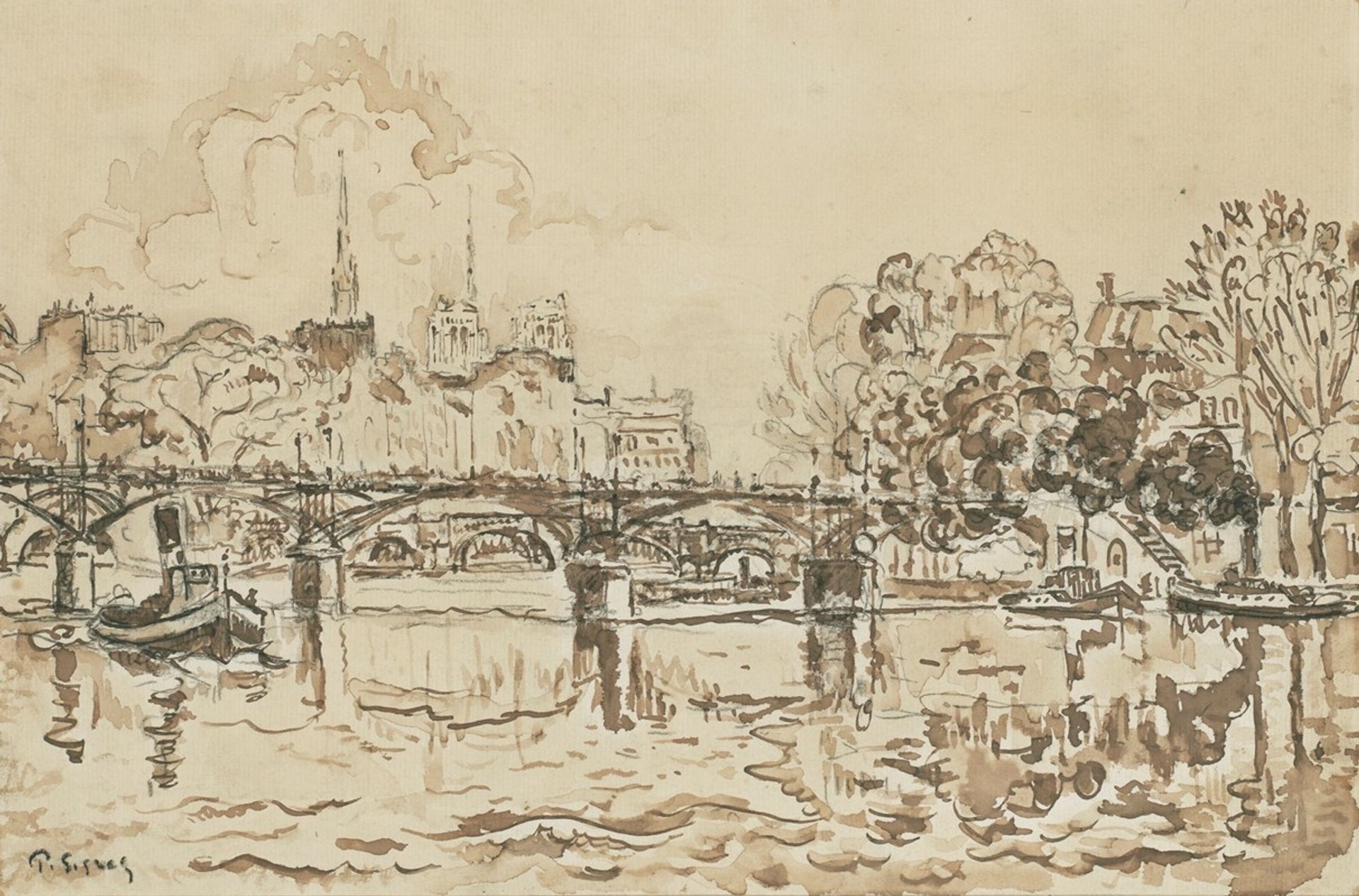 Paris. La passerelle des Arts by Paul Signac