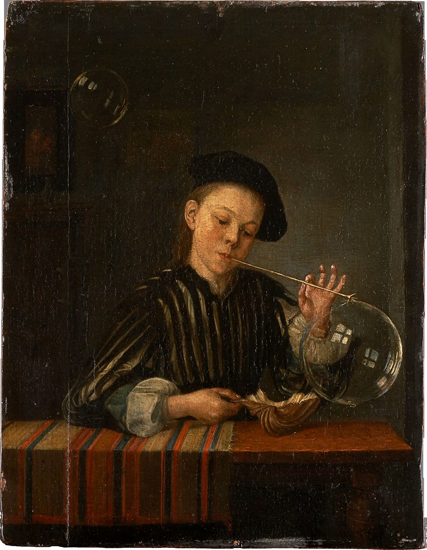 A Boy Blowing Soap Bubbles by Anonymous