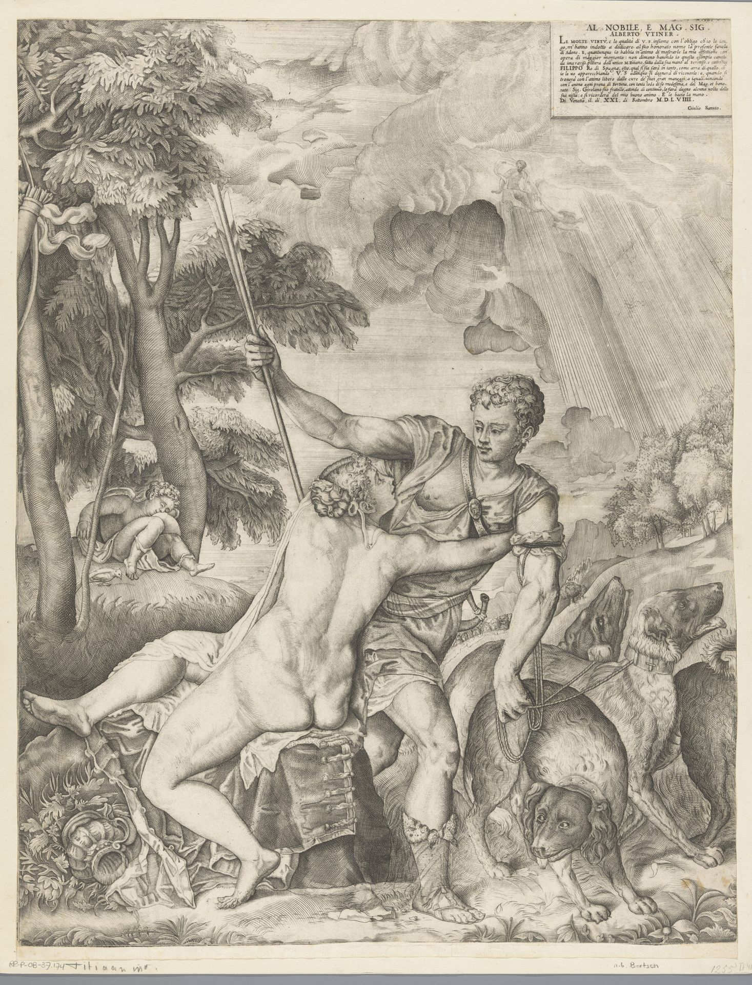 Venus en Adonis by Giulio Sanuto