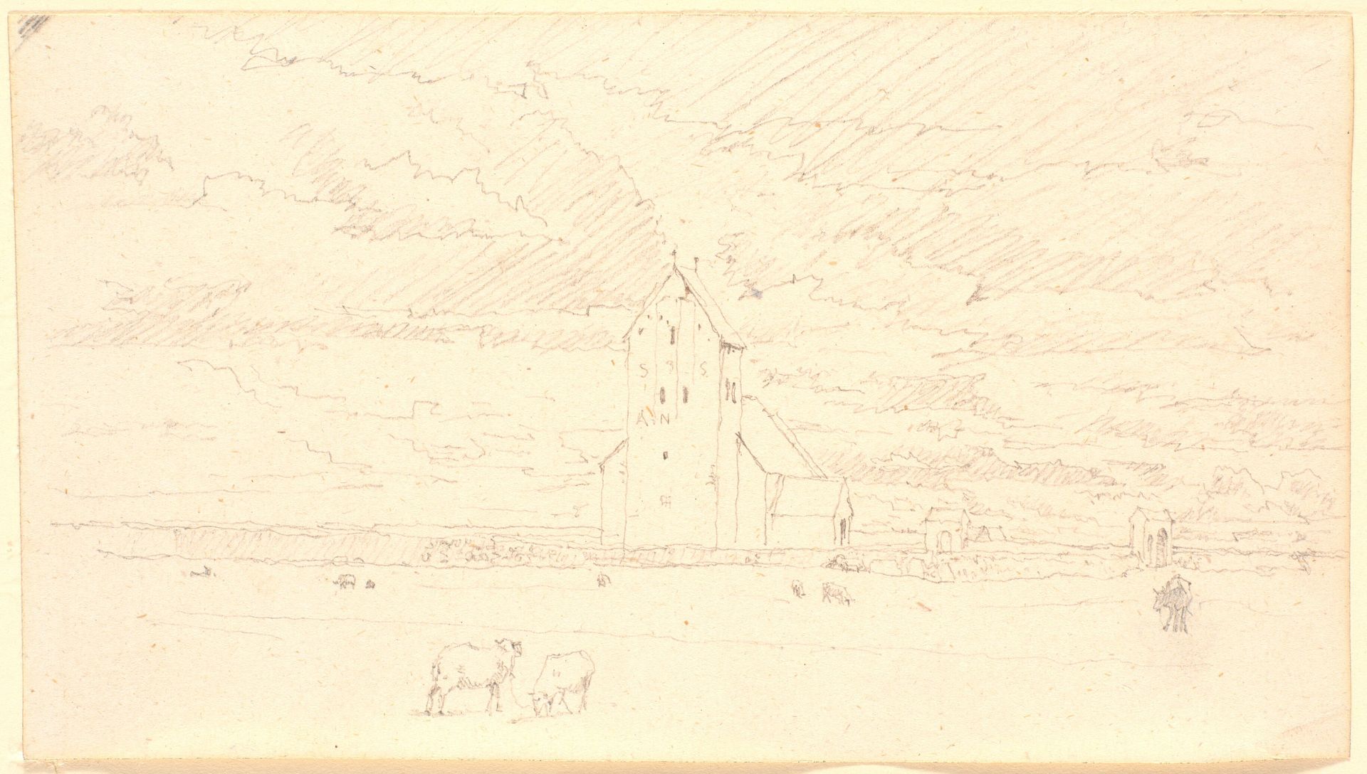 Alslev kirke ved Varde by Christen Købke