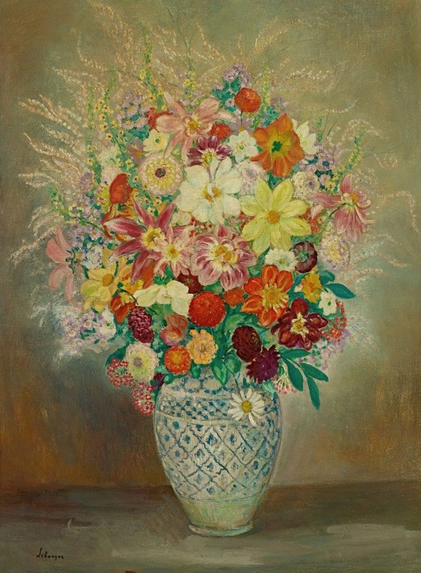 Composition Florale Aux Dahlias by Henri Lebasque