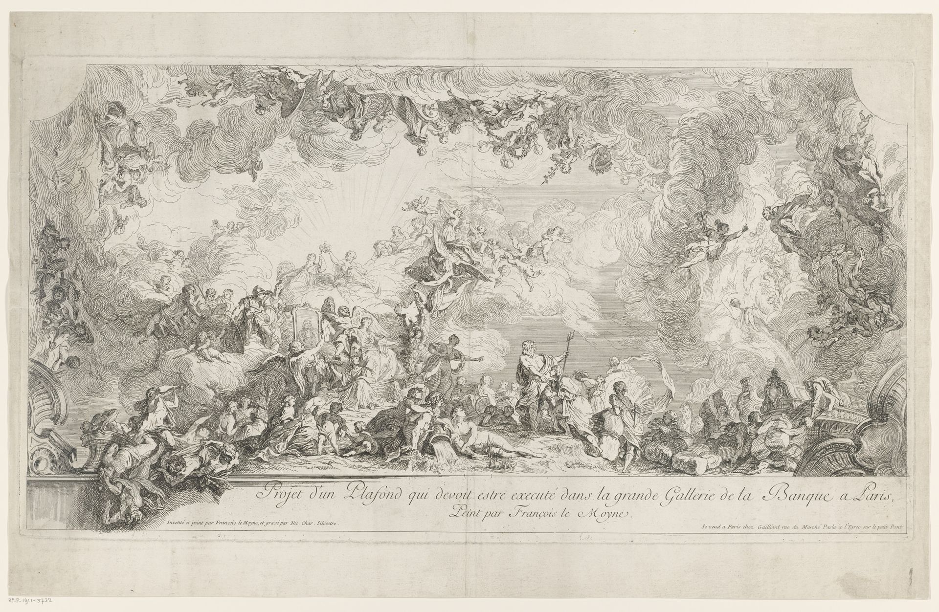 Personificatie van Frankrijk omringd door Griekse en Romeinse goden by Nicolas Charles de Silvestre