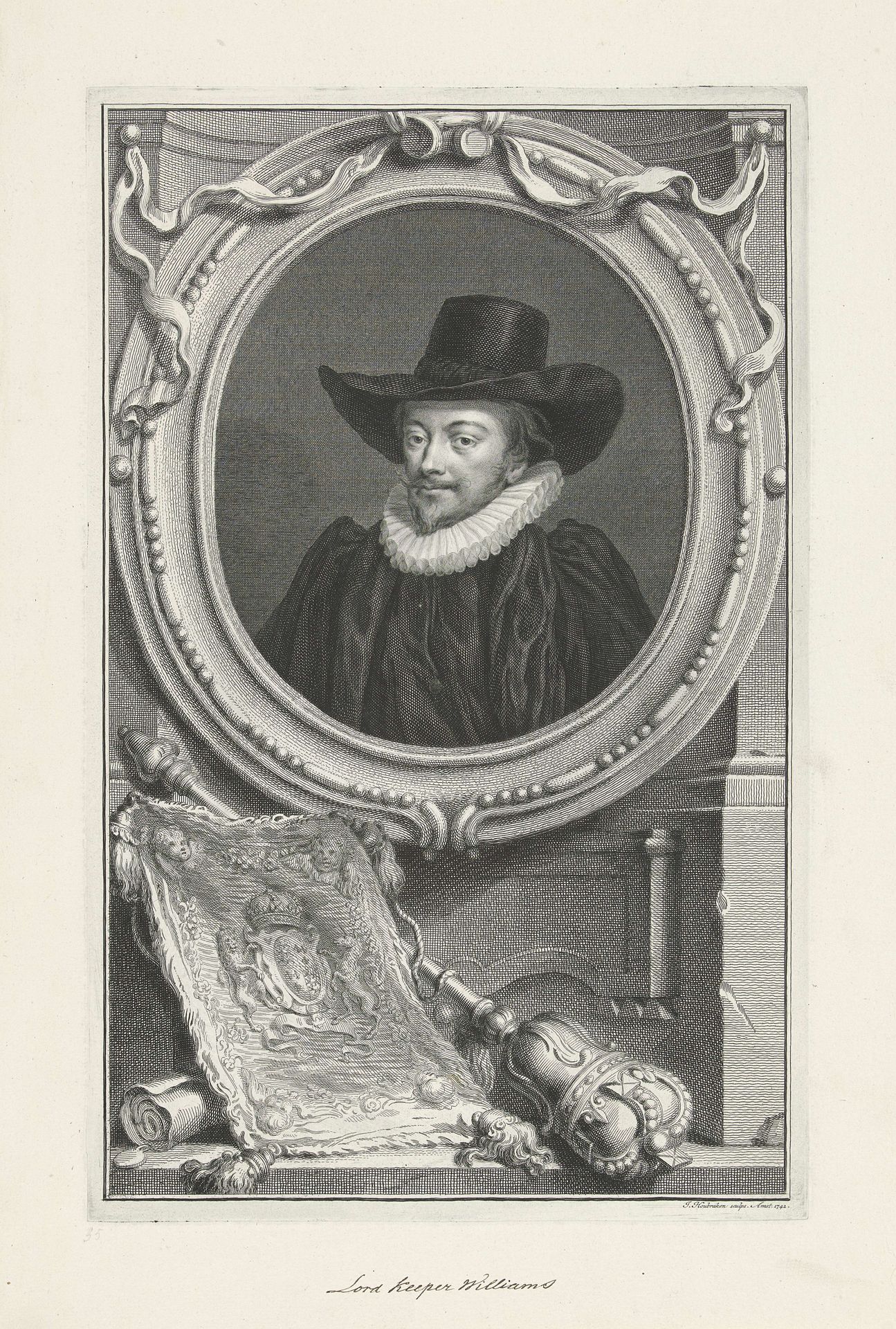 Portret van John Williams by Jacob Houbraken