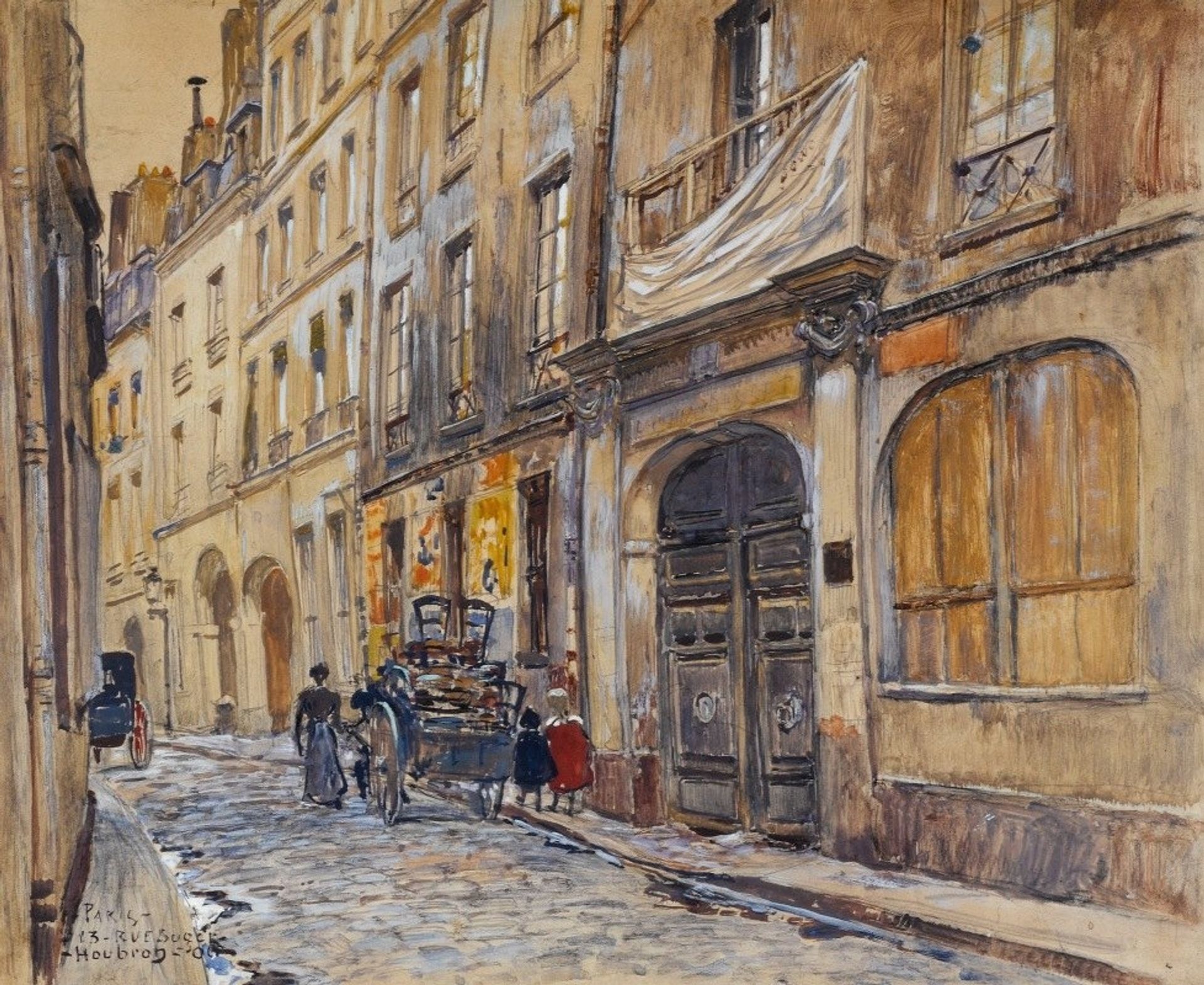 Entrée de l’ancien cimetière Saint-André, 13 rue Suger, en 1906. 6ème arrondissement by Frédéric Houbron
