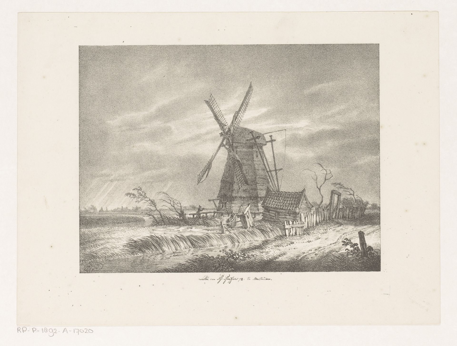 Landschap met molen in de storm by François Joseph (II) Pfeiffer