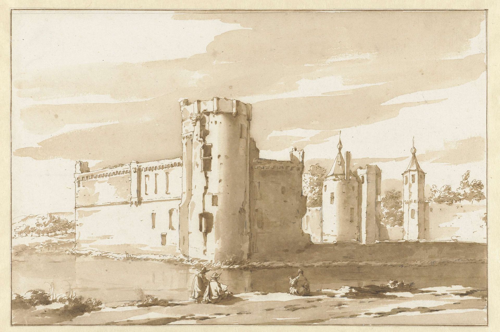 Gezicht op het kasteel St. Aldegonde te West-Souburg by Jacob van der Ulft