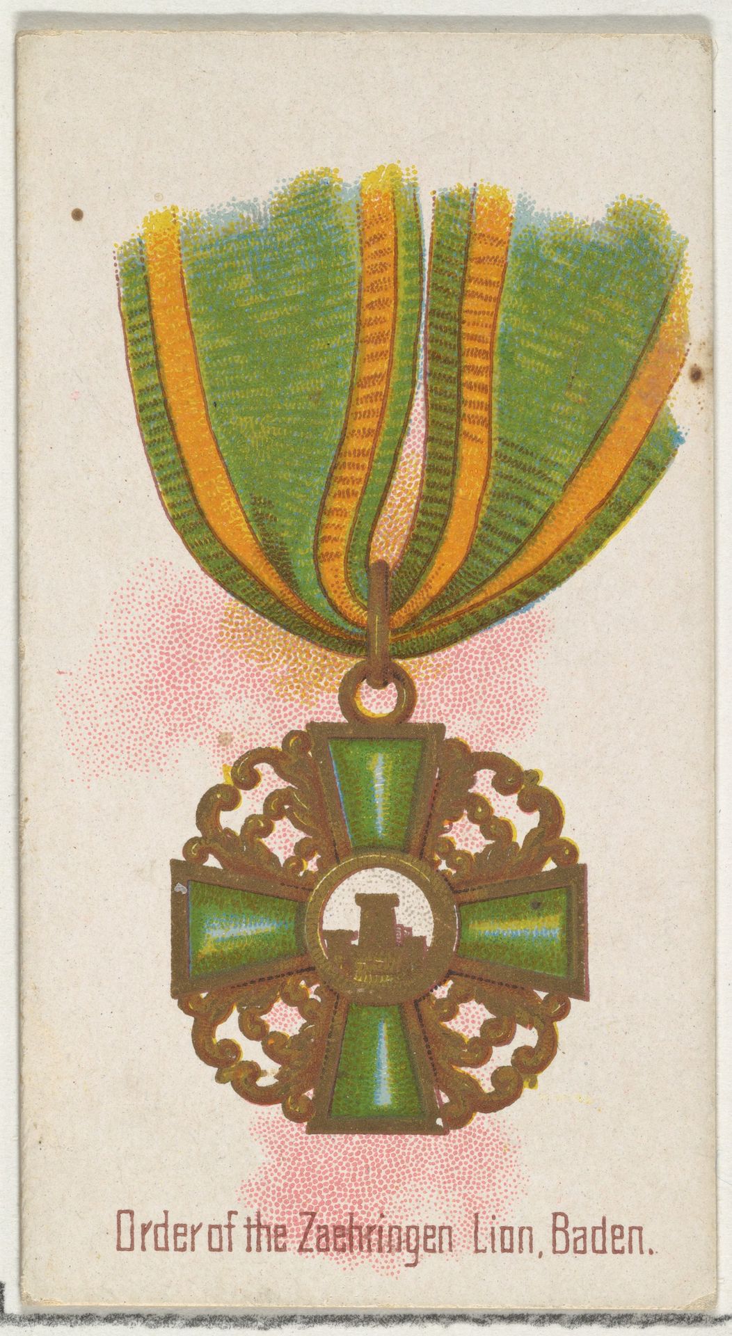 Order of the Zaehringen Lion, Baden, from the World's Decorations series (N30) for Allen & Ginter Cigarettes by Allen & Ginter