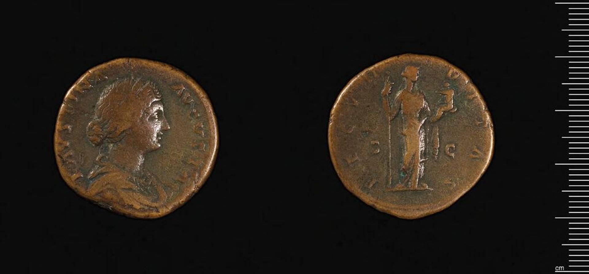 Sestertius of Faustina II by Faustina II