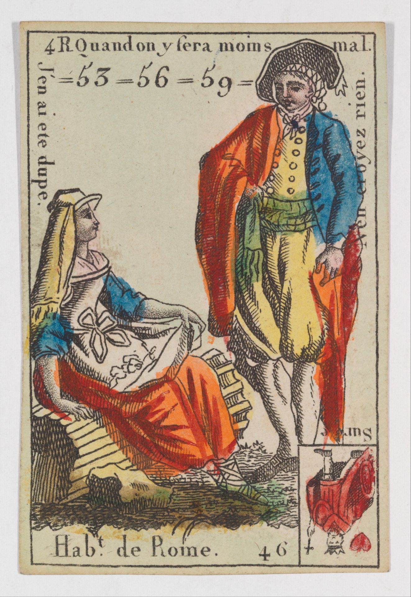 Hab.t de Rome, from the playing cards (for quartets) "Costumes des Peuples Étrangers" by Anonymous