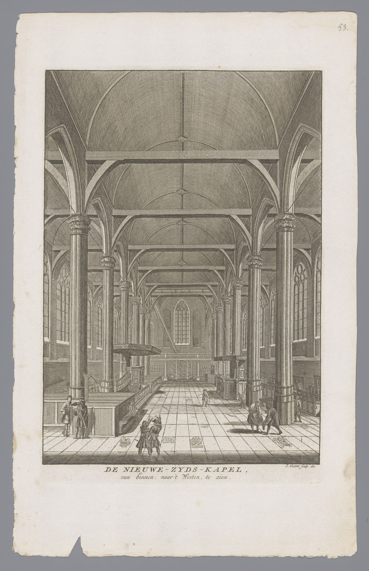 Gezicht op het interieur van de Nieuwezijds Kapel, gezien naar het westen by Jan Goeree