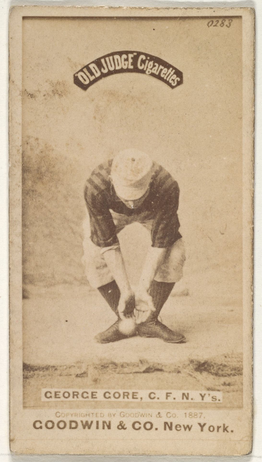 George F. "Piano Legs" Gore, Center Field, New York, from the Old Judge series (N172) for Old Judge Cigarettes by Goodwin & Company