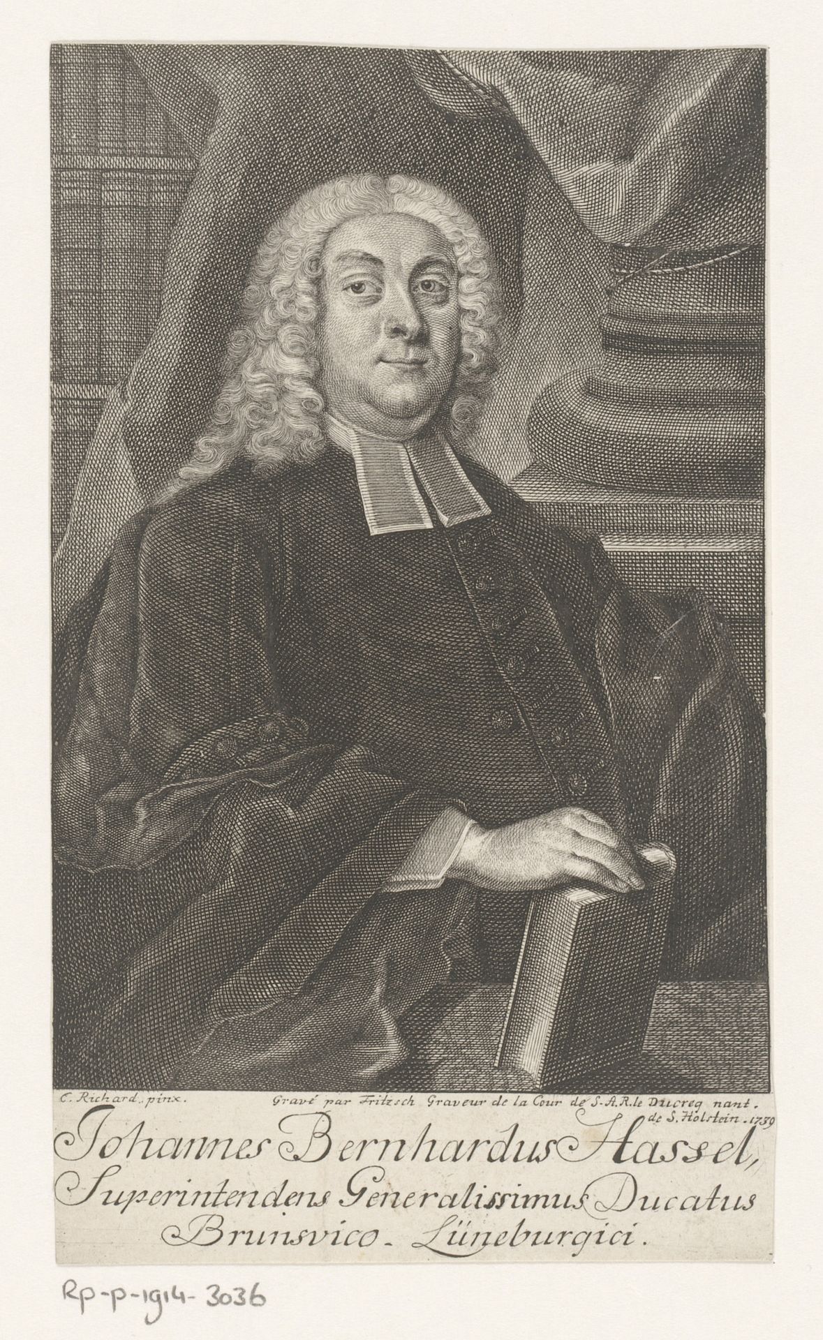 Portret van Johann Bernhard Hassel by Christian Fritzsch