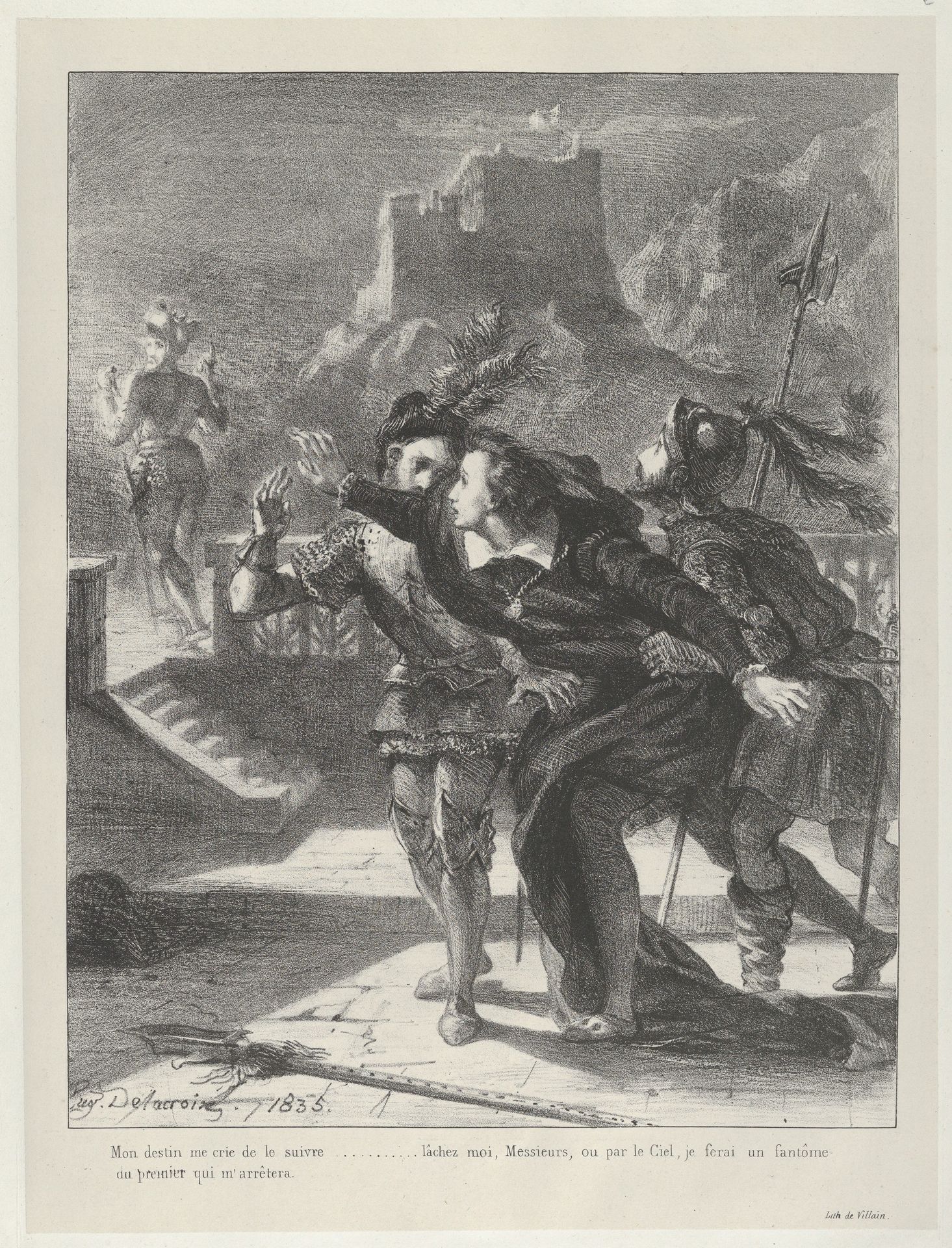 Hamlet Tries To Follow His Father's Ghost by Eugène Delacroix