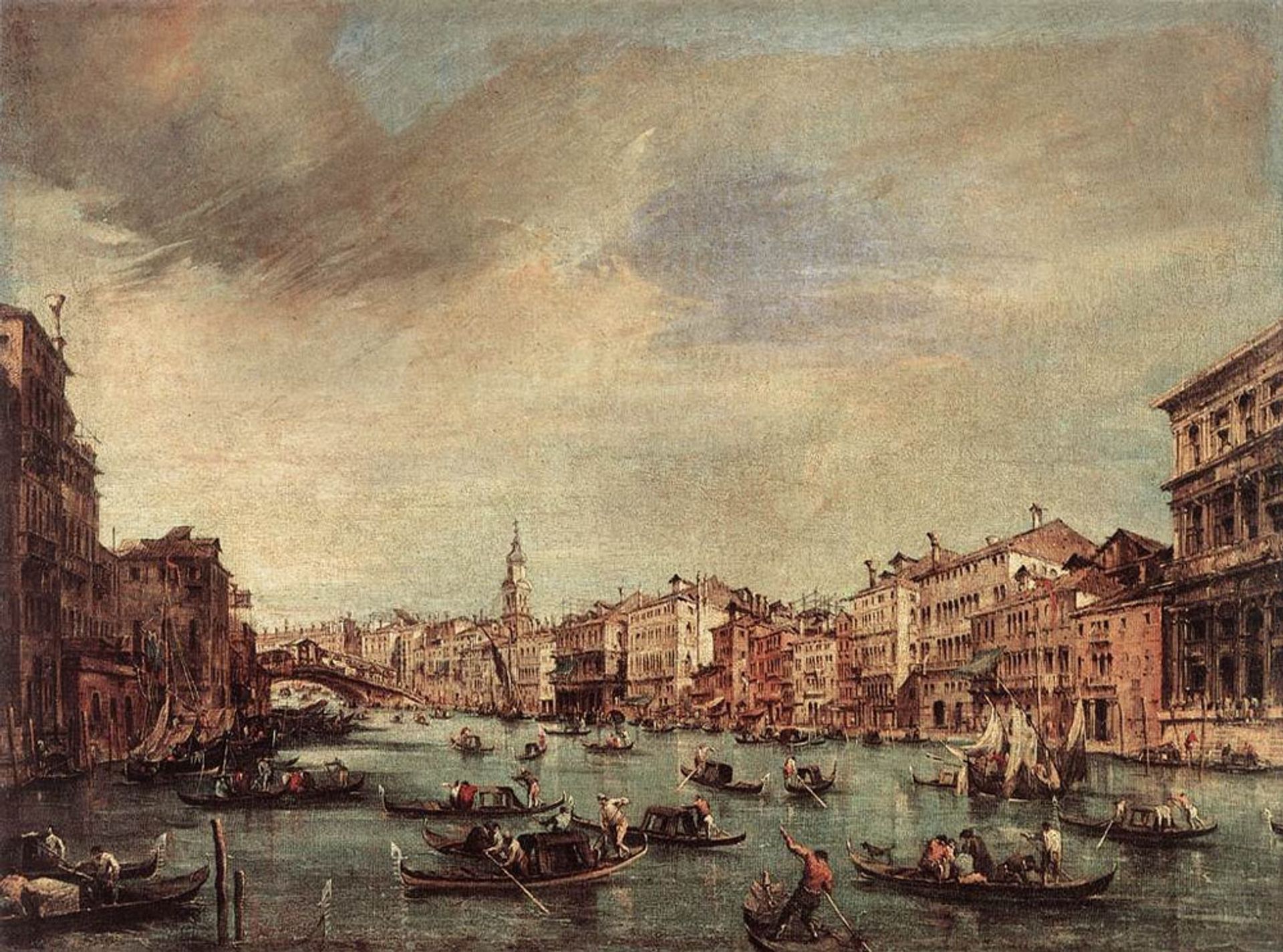 The Grand Canal, Looking toward the Rialto Bridge by Francesco Guardi