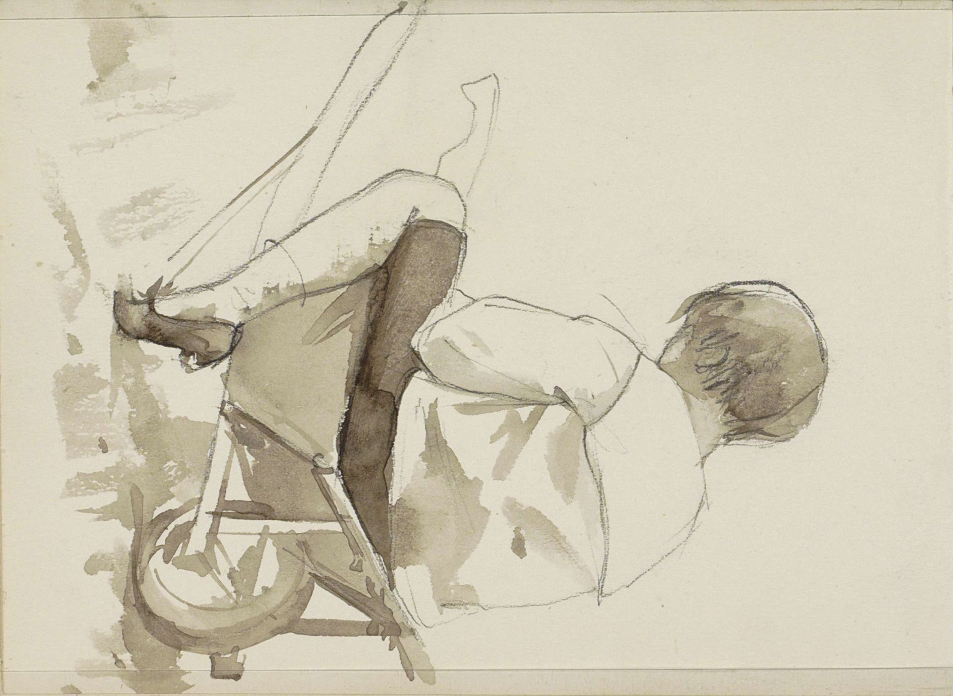 Jongen zittend in een kruiwagen by Bramine Hubrecht