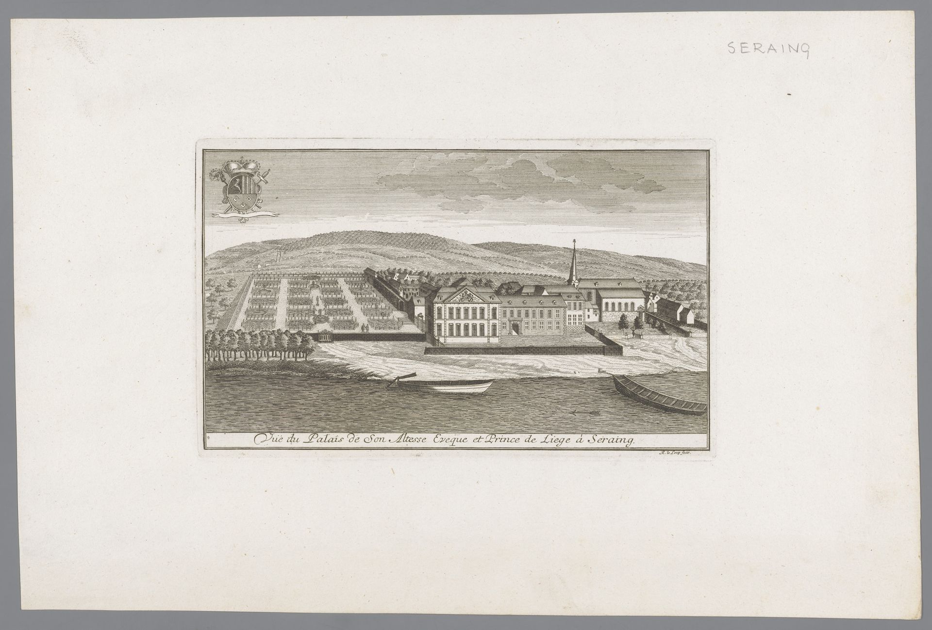 Gezicht op het paleis van de prins-bisschoppen van Luik, bekend als het Kasteel van Seraing by Anonymous