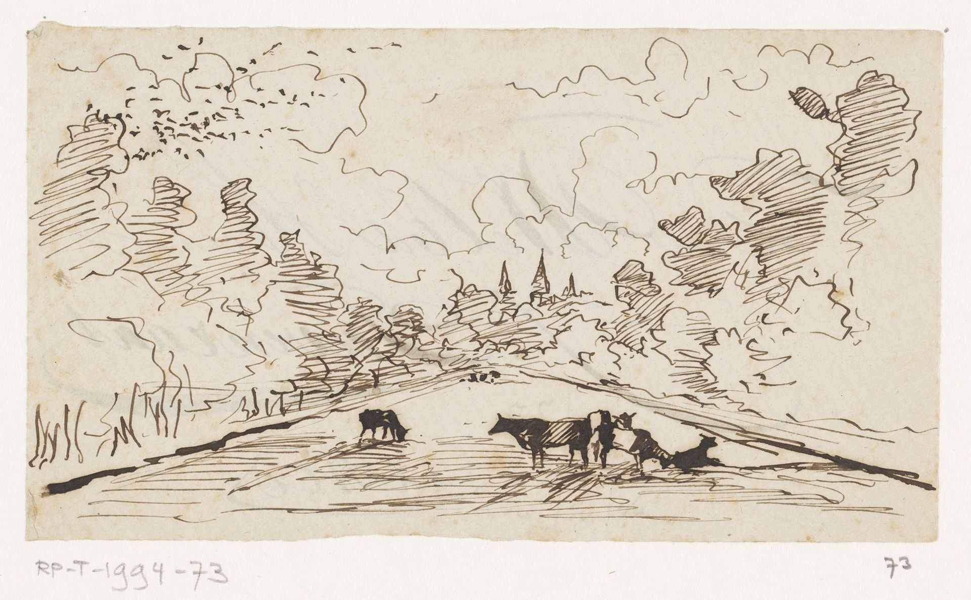 Koeien in een landschap by Johannes Tavenraat