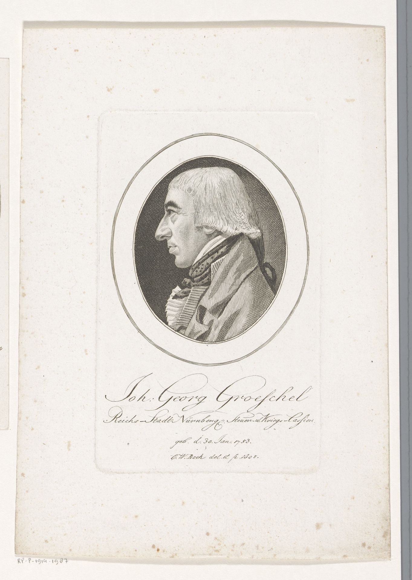 Portret van Johann Georg Groeschel by Christoph-Wilhelm Bock