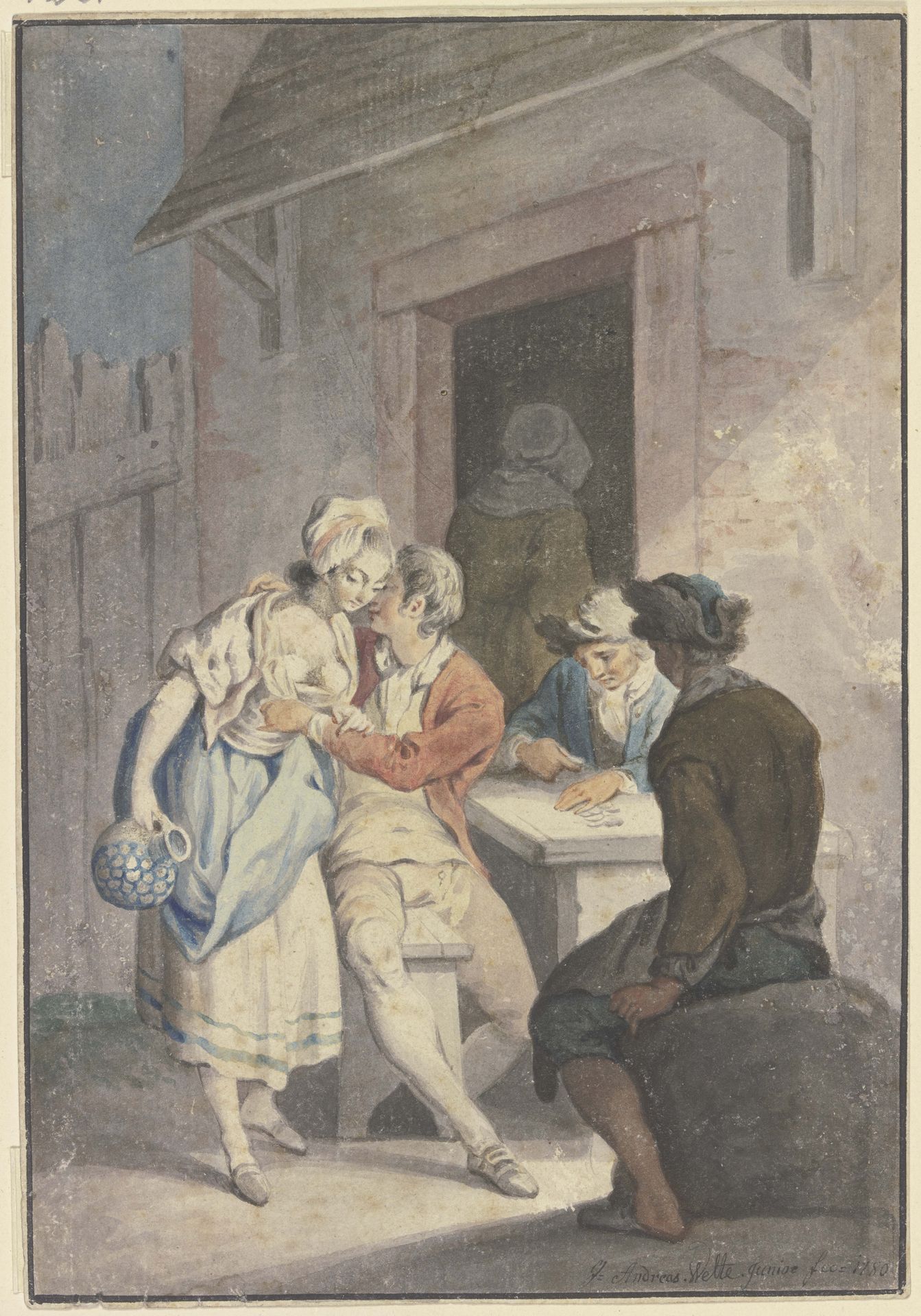 Scene in front of an inn by G. Andreas Welté d. J.