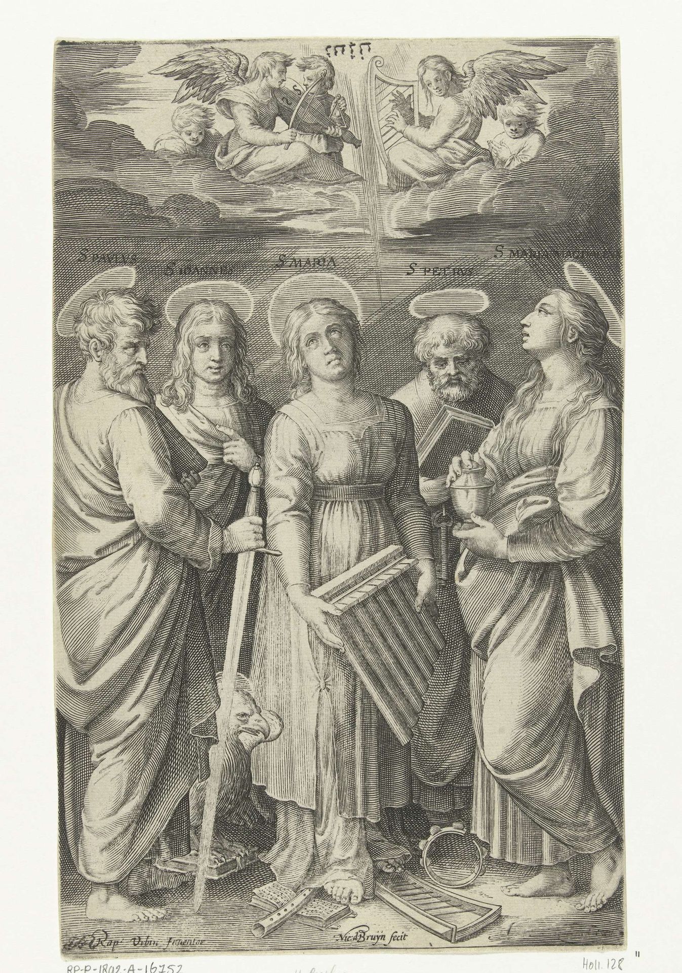 Heiligen Paulus, Johannes, Cecilia, Petrus en Maria Magdalena by Nicolaes de Bruyn