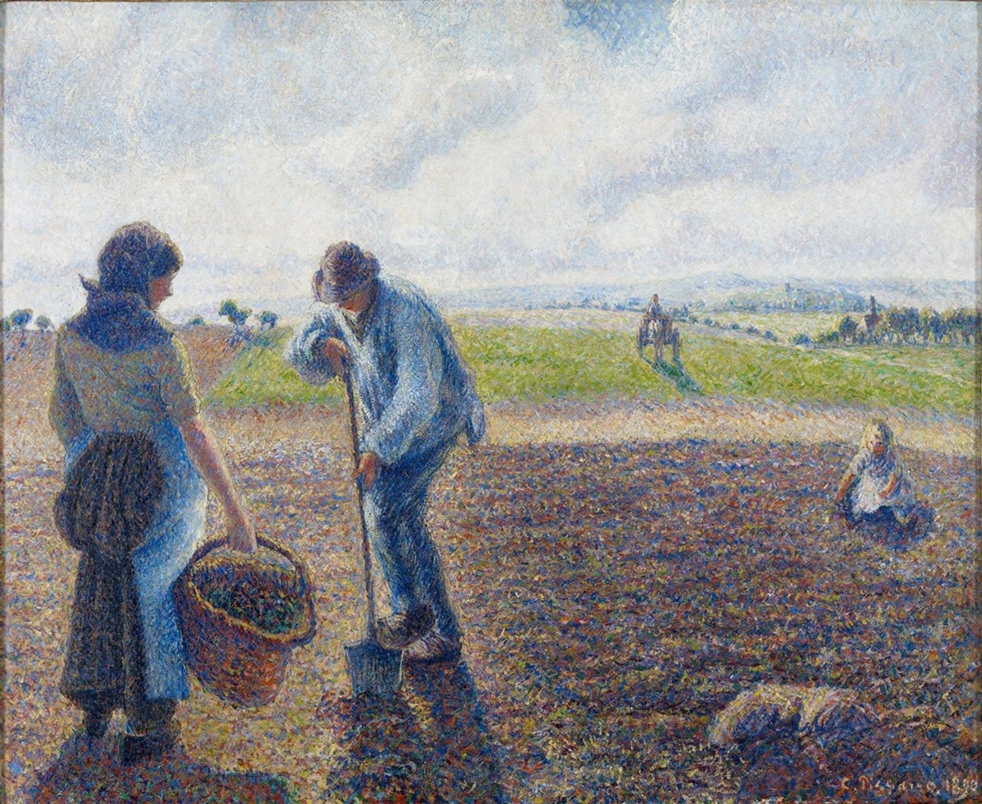 Paysans dans les champs, Éragny by Camille Pissarro