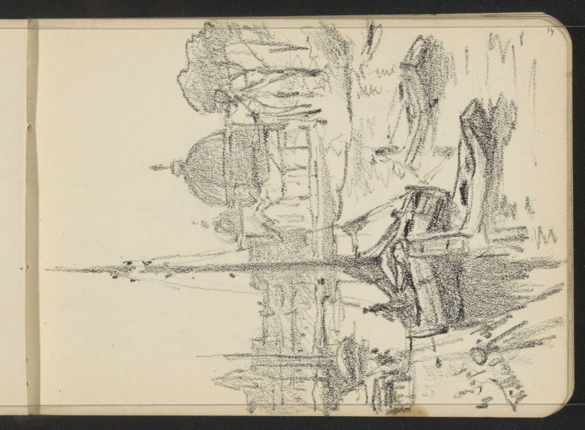 Stadsgezicht met een zeilboot op een gracht by Willem Cornelis Rip