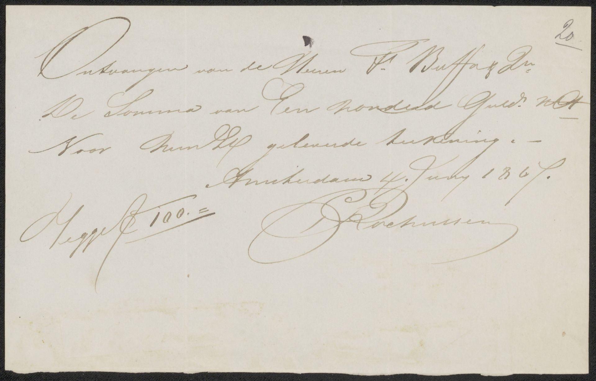 Kwitantie voor Charles Rochussen by Charles Rochussen