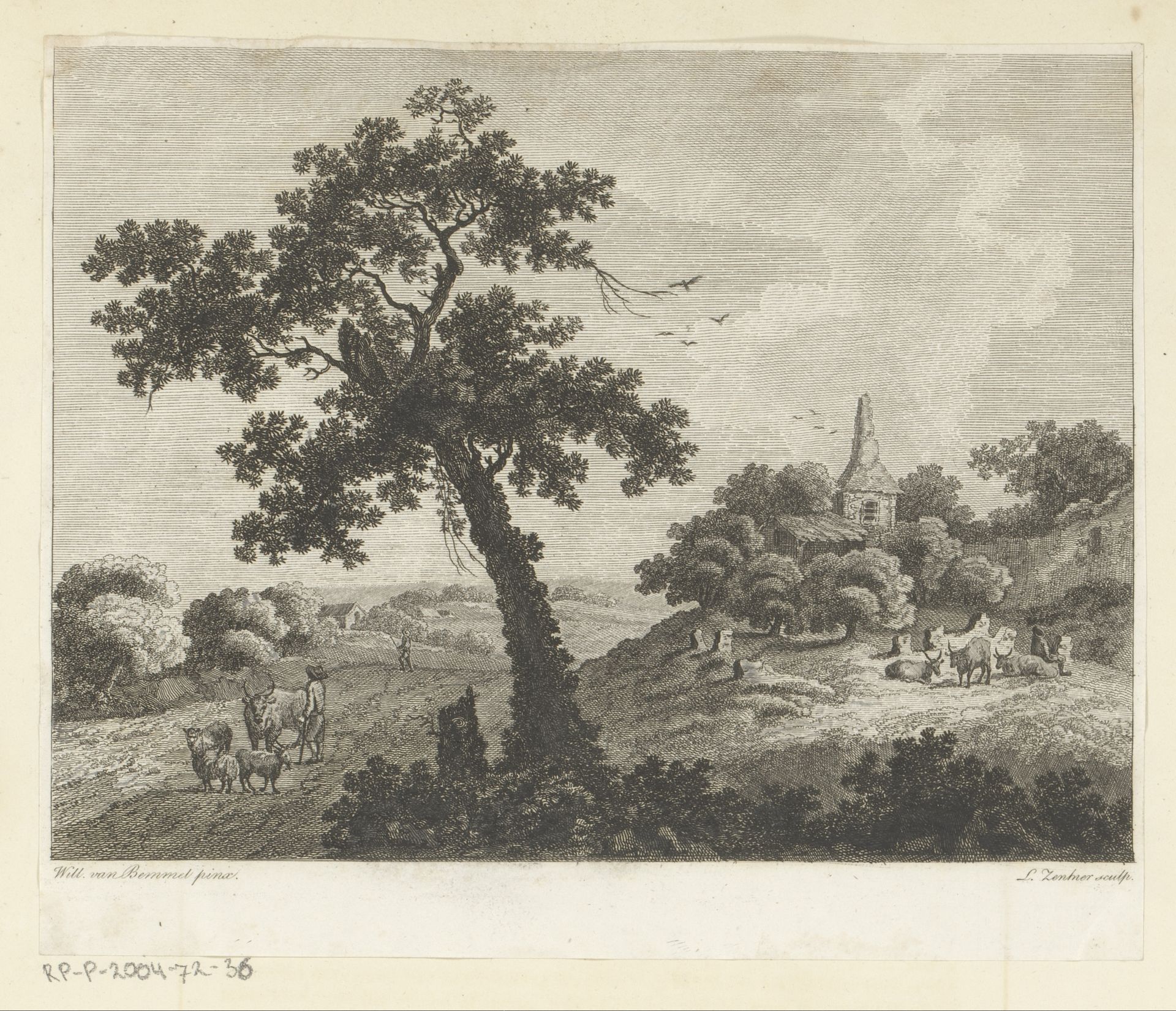 Landschap met vee by J.L.L.C. Zentner