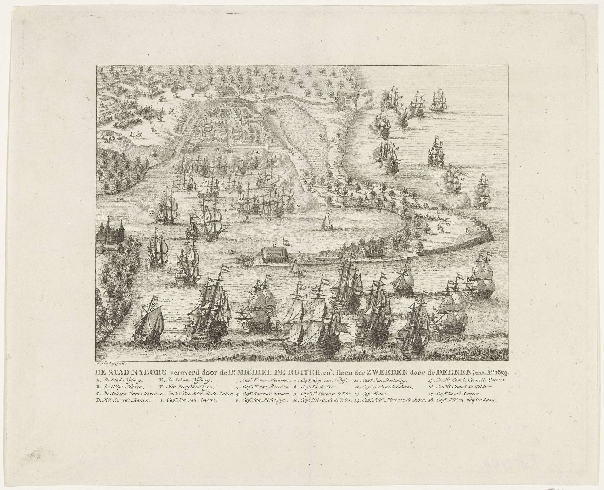 Inname van de stad Nyborg door Michiel de Ruyter, 1659 by Daniël Vrijdag