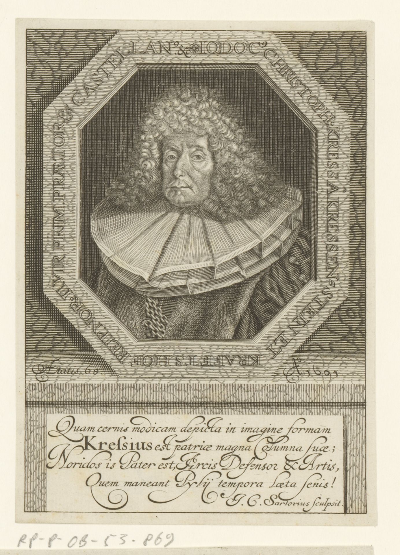 Portret van Jobst Christoph II Kress von Kressenstein by Johann Christoph Sartorius