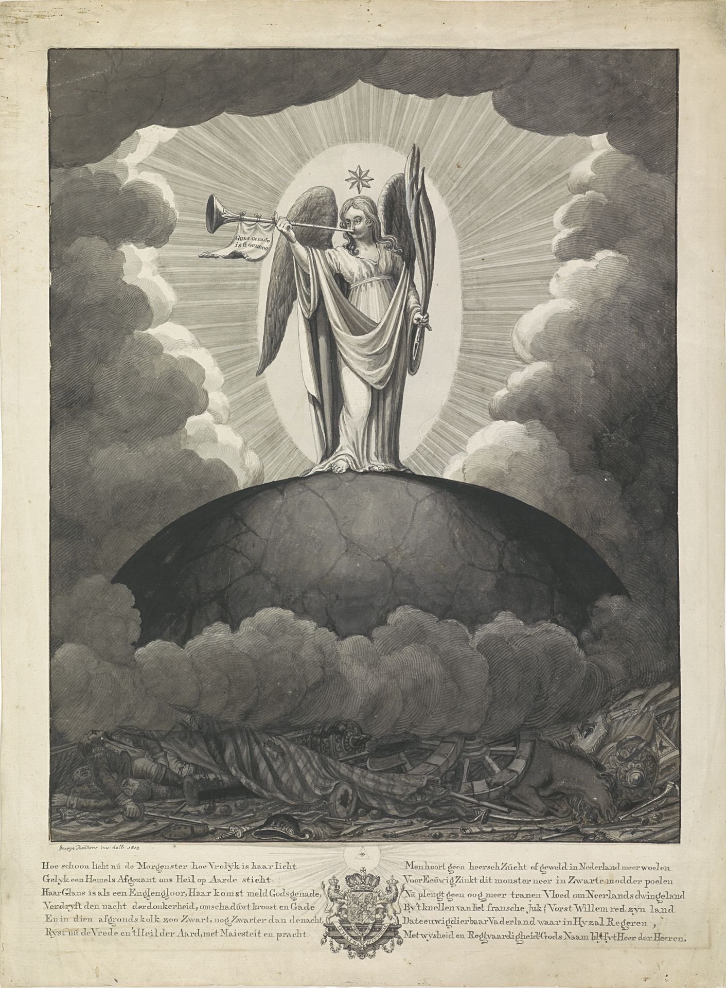 De morgenster van de overwinning op de verslagen overblijfselen van het leger van Napoleon by George Kockers