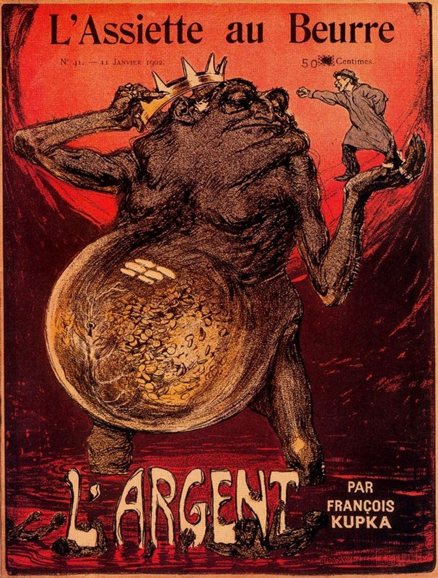 Front cover of the 'L'Argent' issue, from 'L'Assiette au Beurre' by Frantisek Kupka