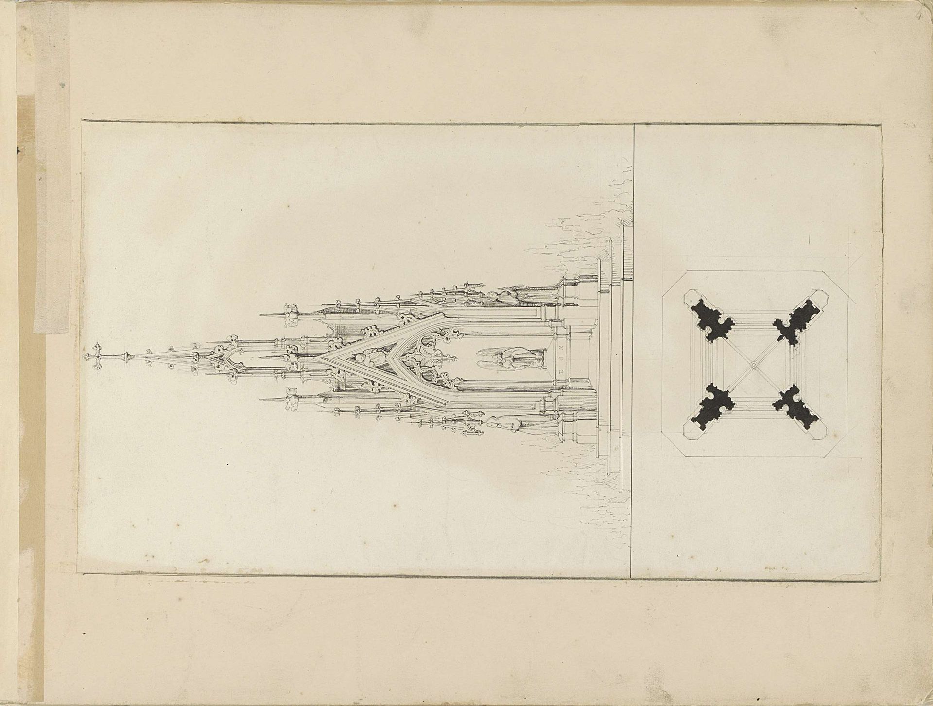 Gotisch monument met plattegrond by Pierre Joseph Hubert Cuypers