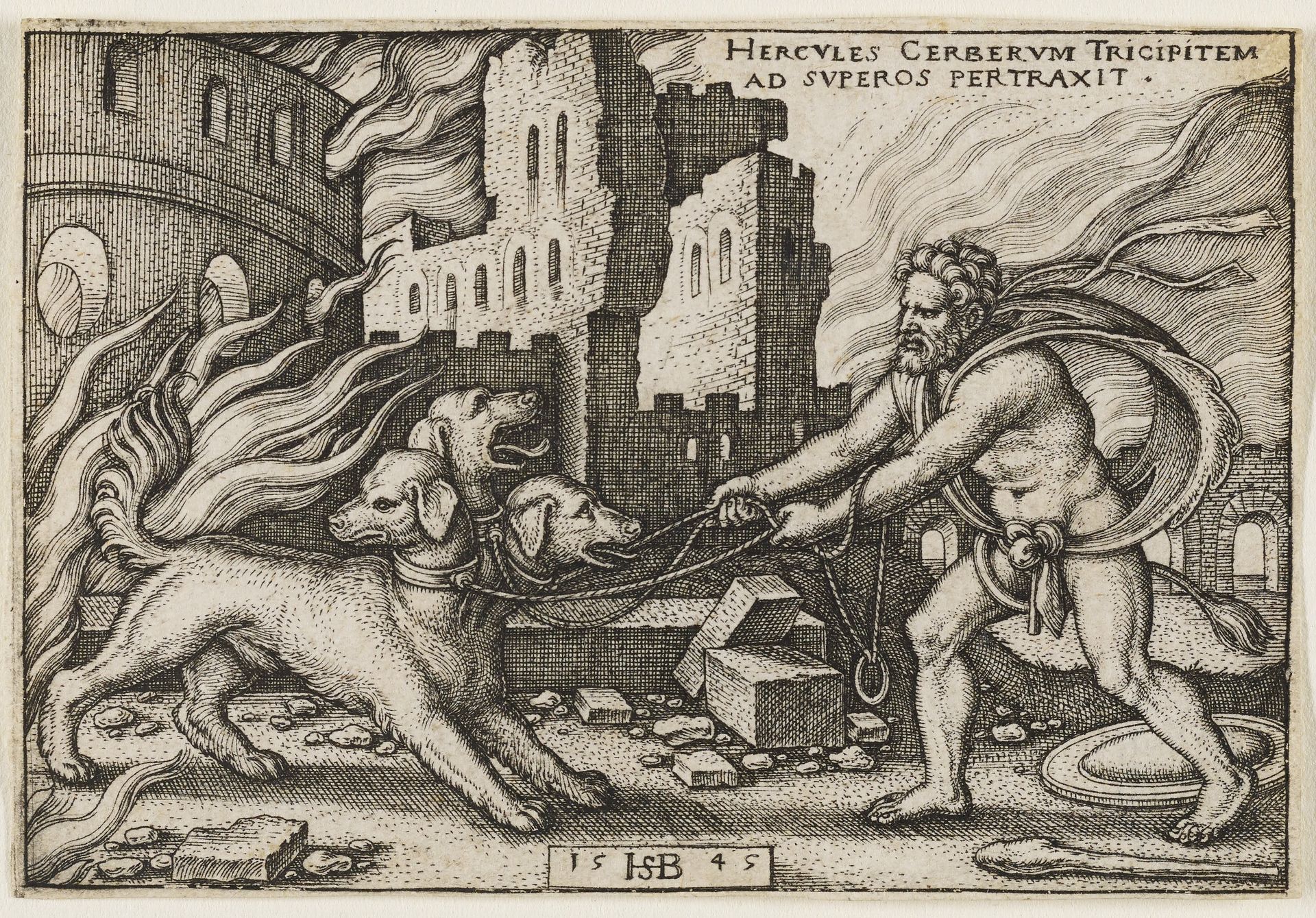 Hercules Capturing Cerberus by Sebald Beham