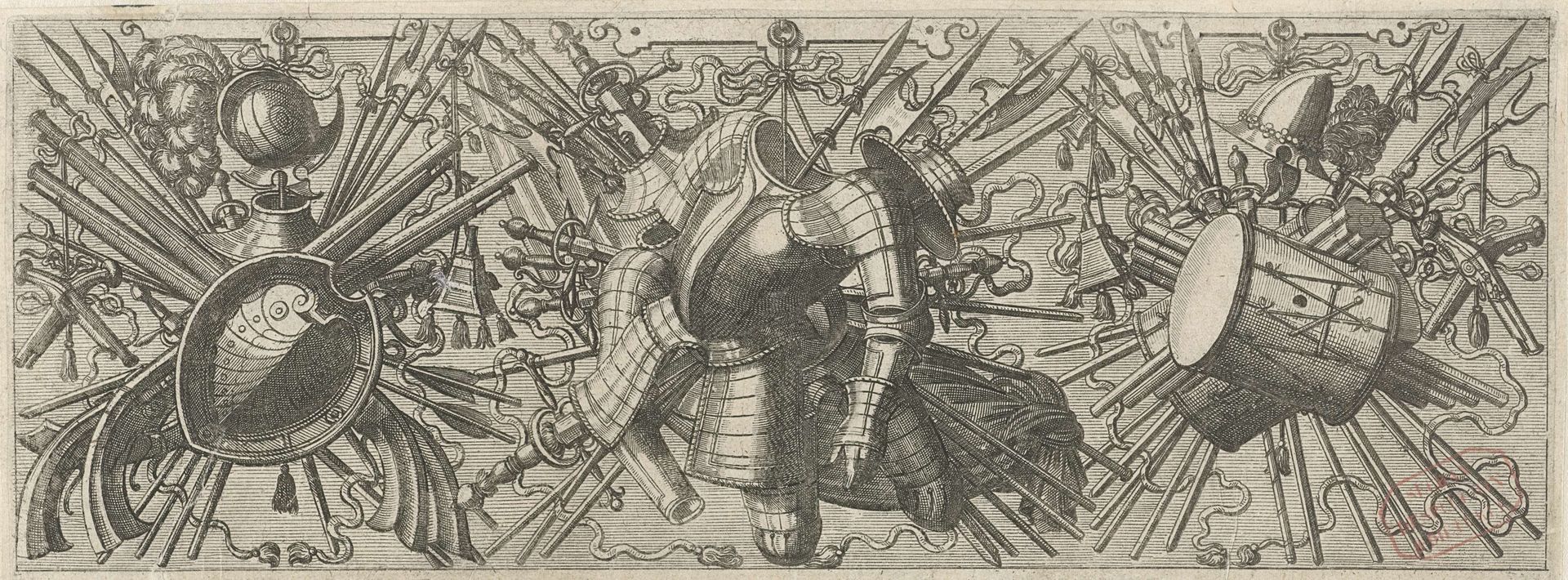 Fries met een dubbele trommel by Johannes of Lucas van Doetechum