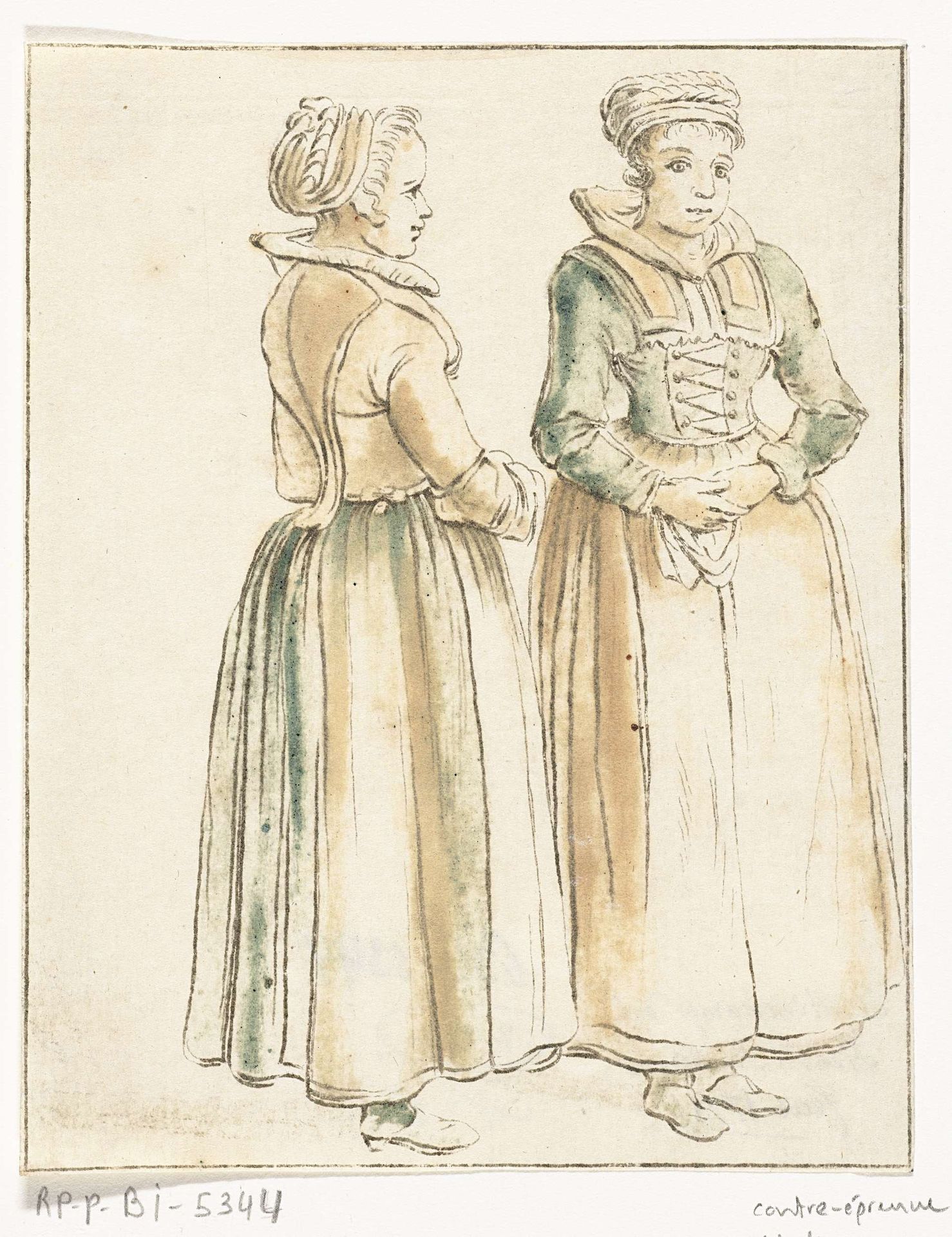 Twee staande vrouwen by Hendrik Busserus