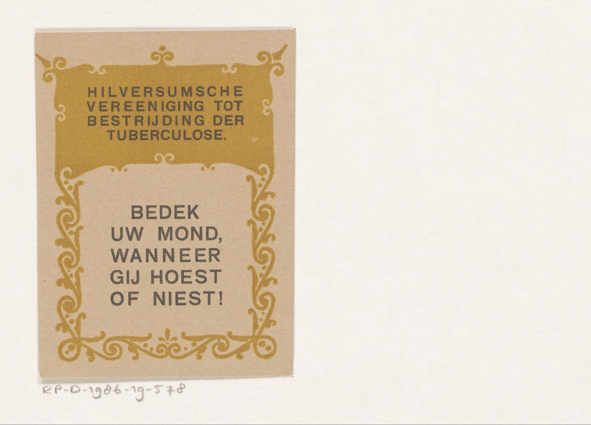 Advertentie van de Hilversumsche Vereeniging tot bestrijding der tuberculose by Reinier Willem Petrus de (1874-1952) Vries