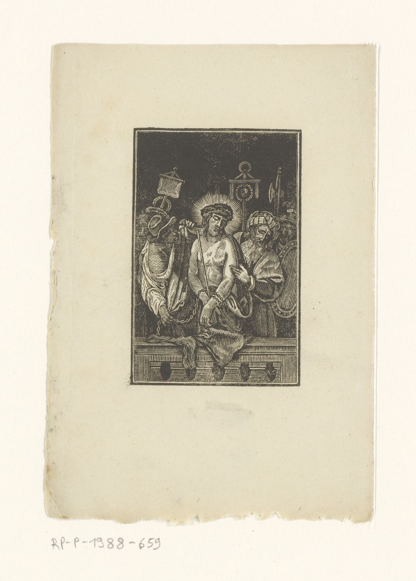 Christus aan het volk getoond (Ecce Homo) by Monogrammist AC (houtgraveur)