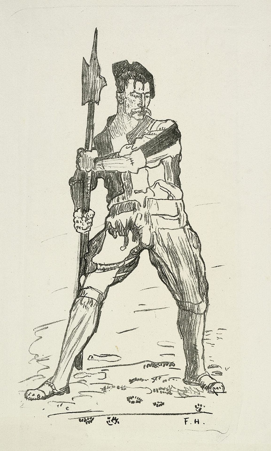 Landsknecht with halberd by Ferdinand Hodler