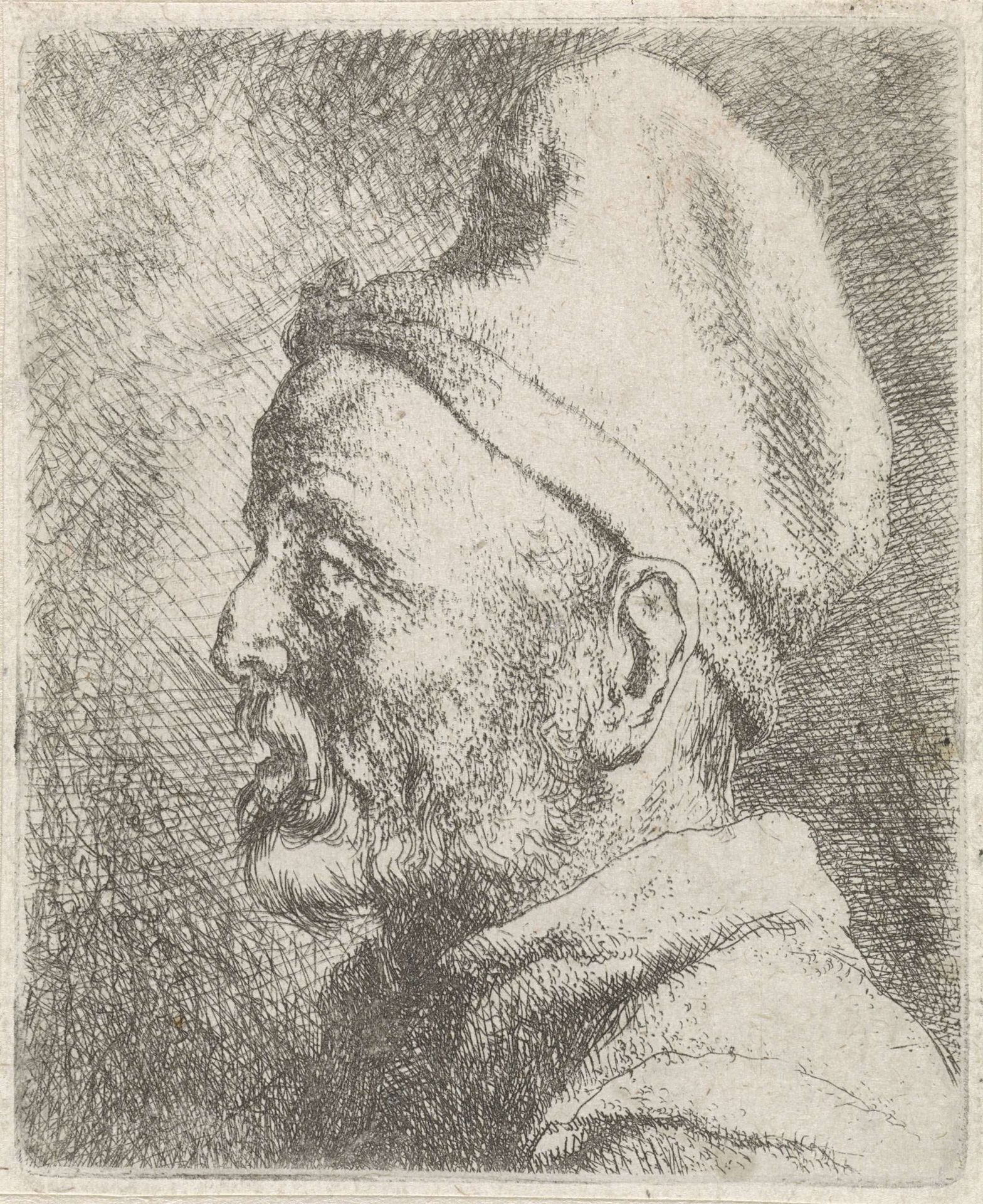 Hoofd van een oude man met hoge muts by Jan Lievens