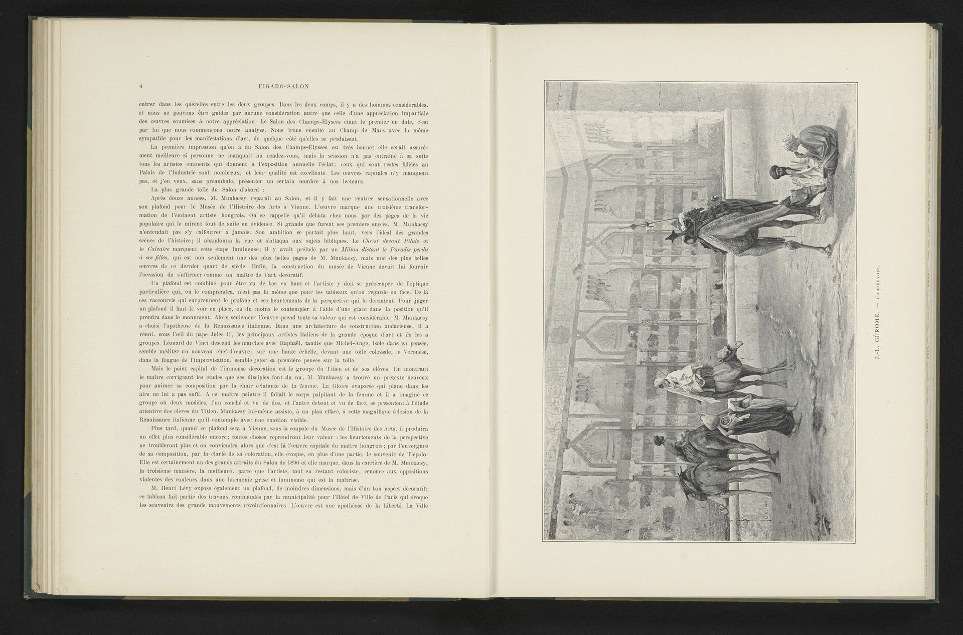 Reproductie van een schilderij van een plein met kamelen te Algerije door Jean-Léon Gérôme by Anonymous