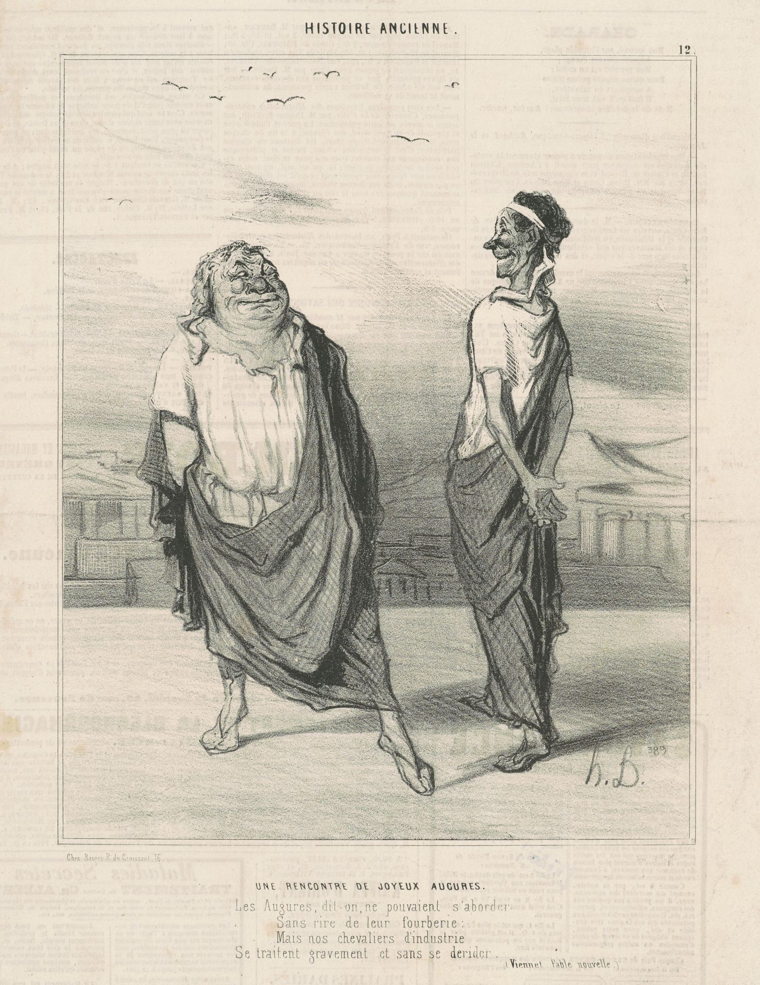 Une rencontre de jouyeauz augures by Honoré Daumier