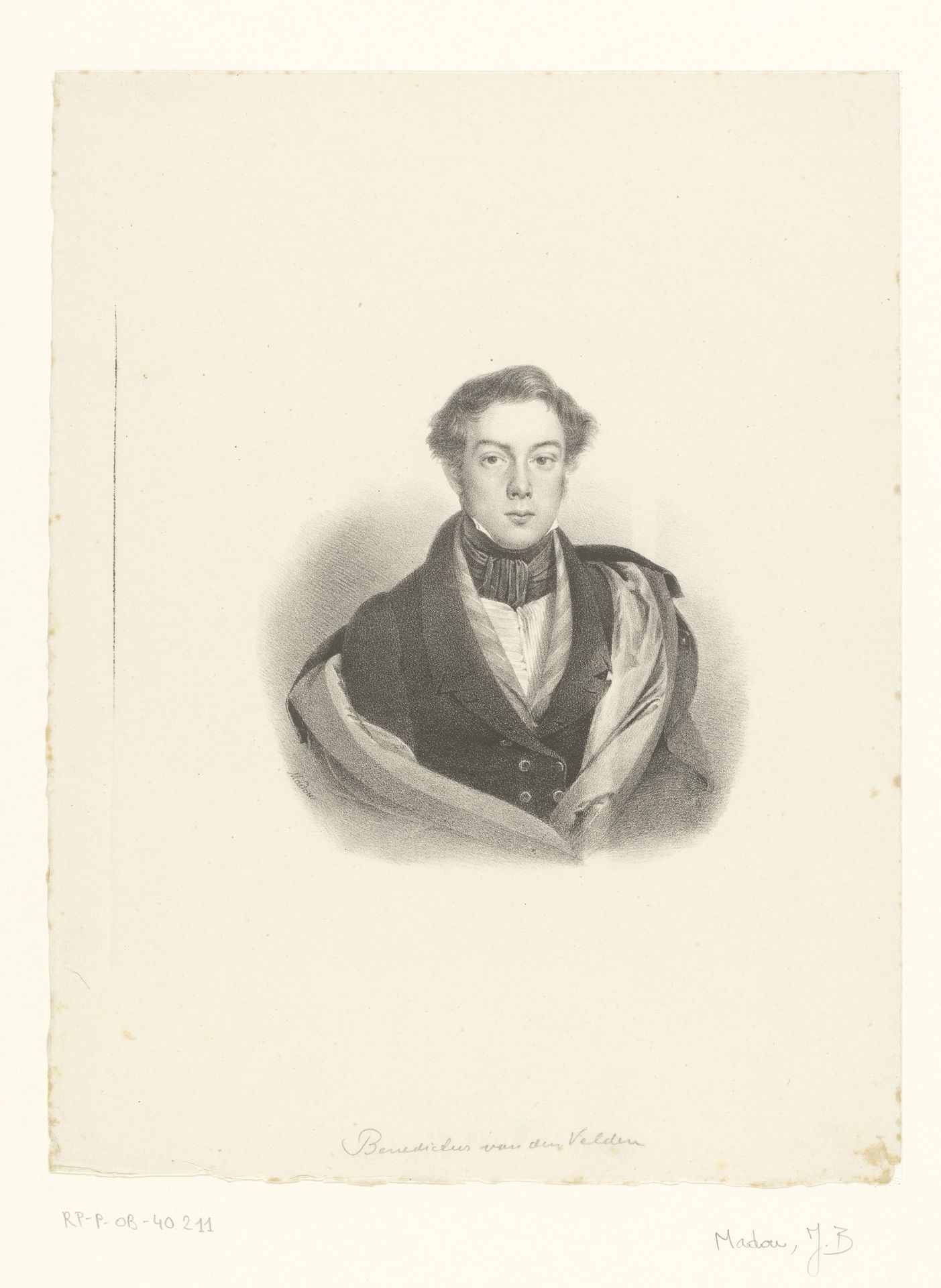 Portret van een onbekende man, mogelijk Benedictus van den Velden by Jean-Baptiste Madou