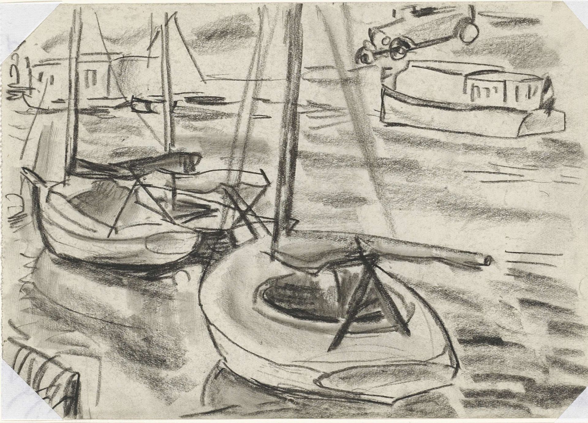 Zeilbootjes aan de kade by Leo Gestel