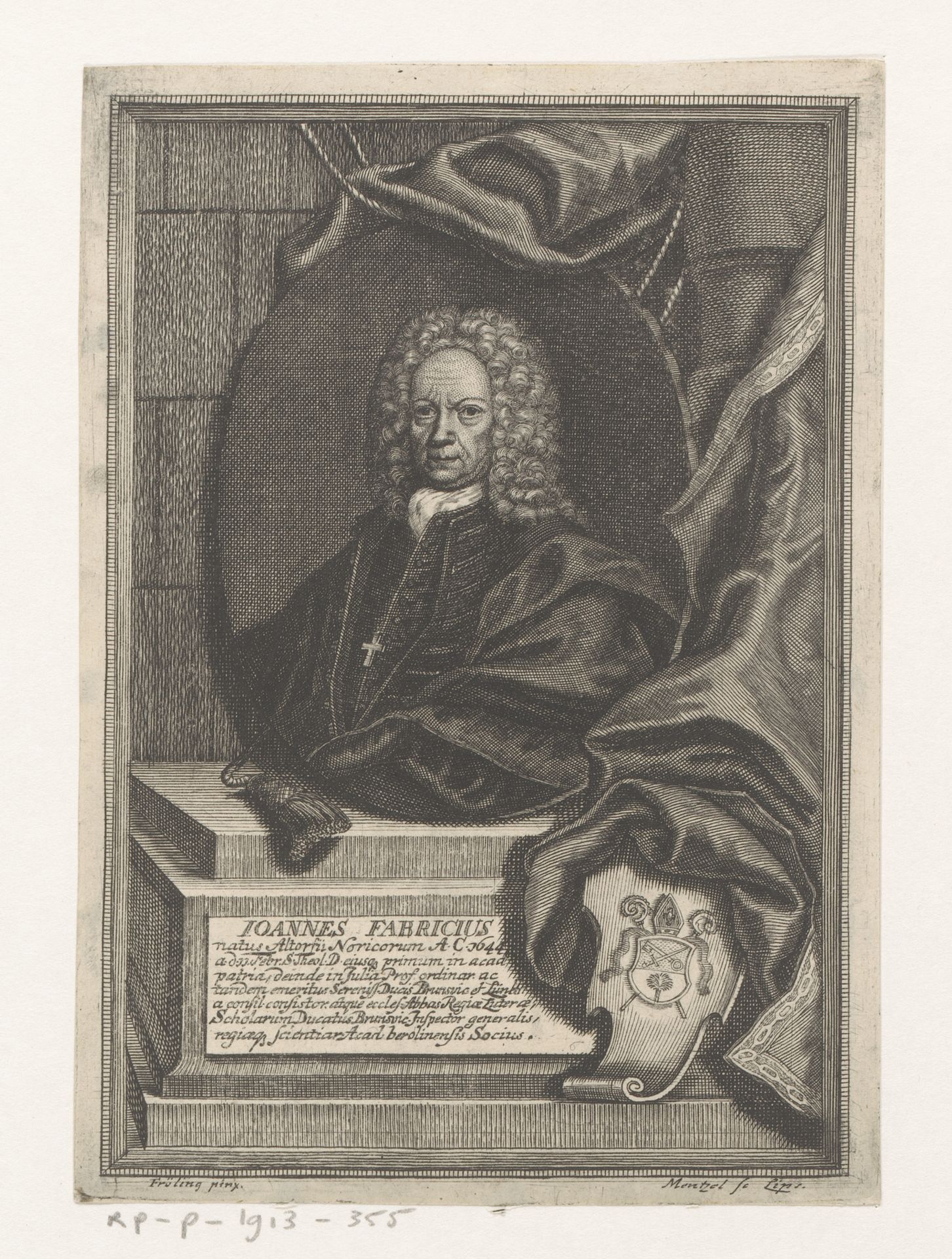 Portret van Johann Fabricius (IV) by Johann Georg Mentzel