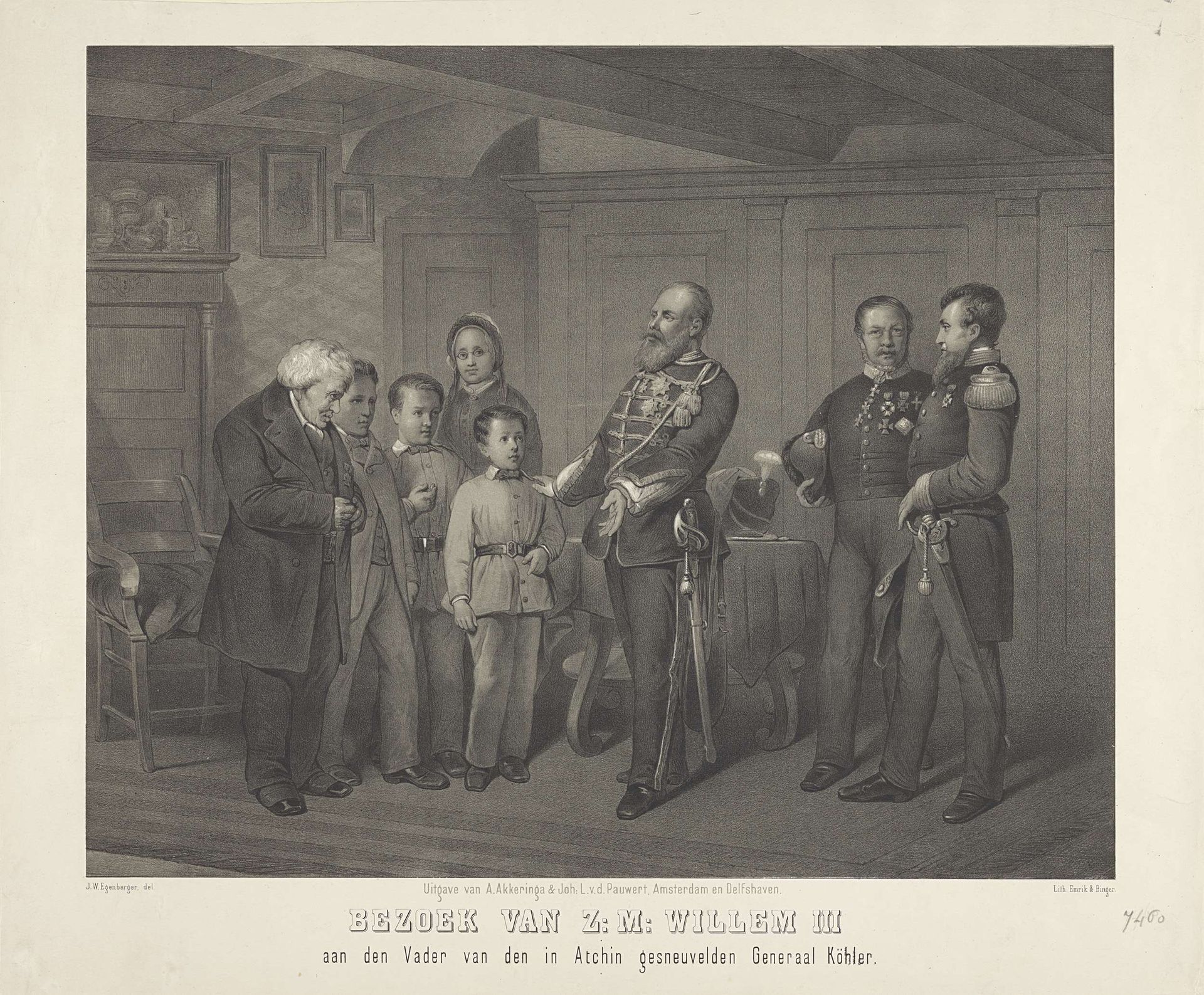 Koning Willem III bezoekt de vader van de in Atjeh gesneuvelde generaal Köhler, 1873 by Anonymous